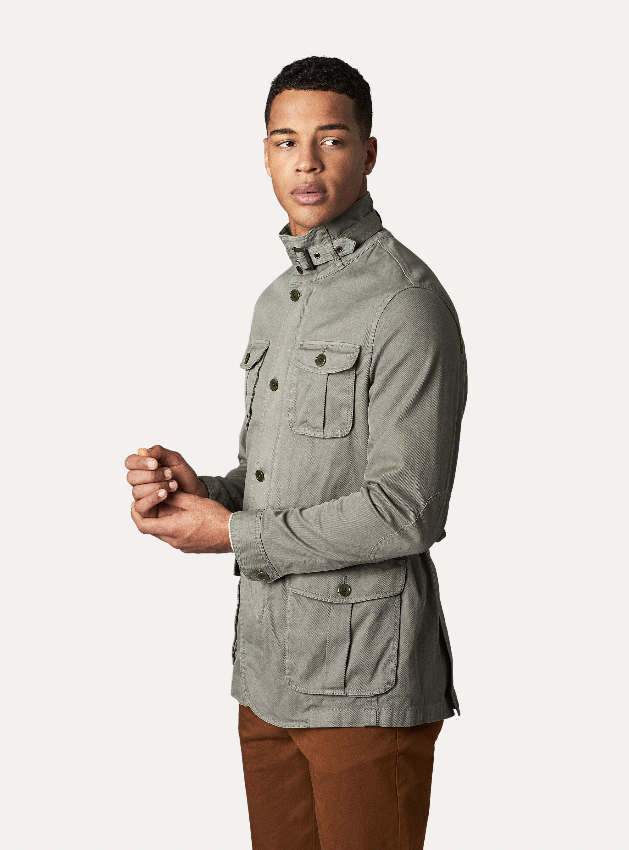 Twill cotton field jacket, OLIVE