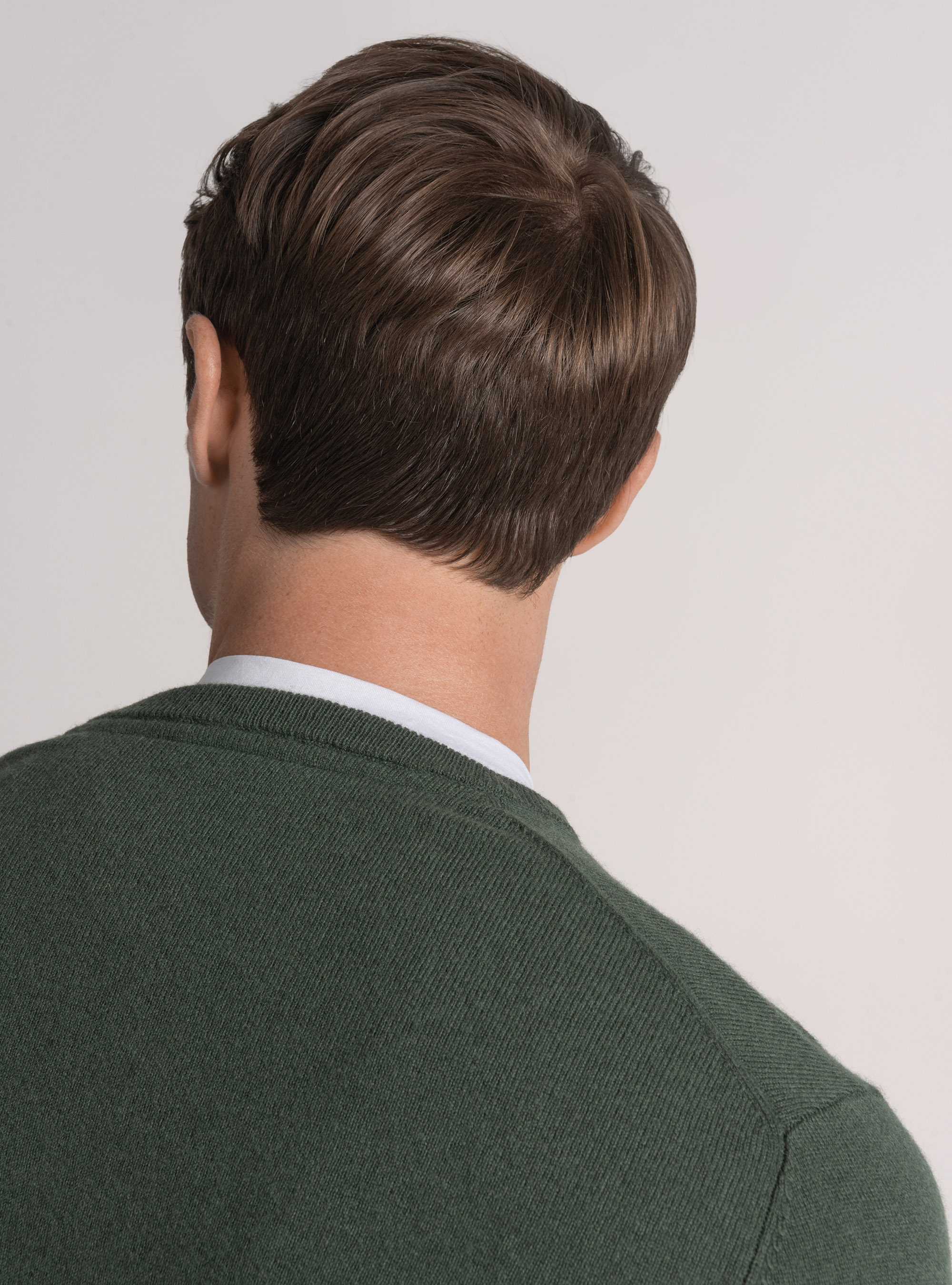 Maglia scollo a V in lana merino, MILITARE 0609C