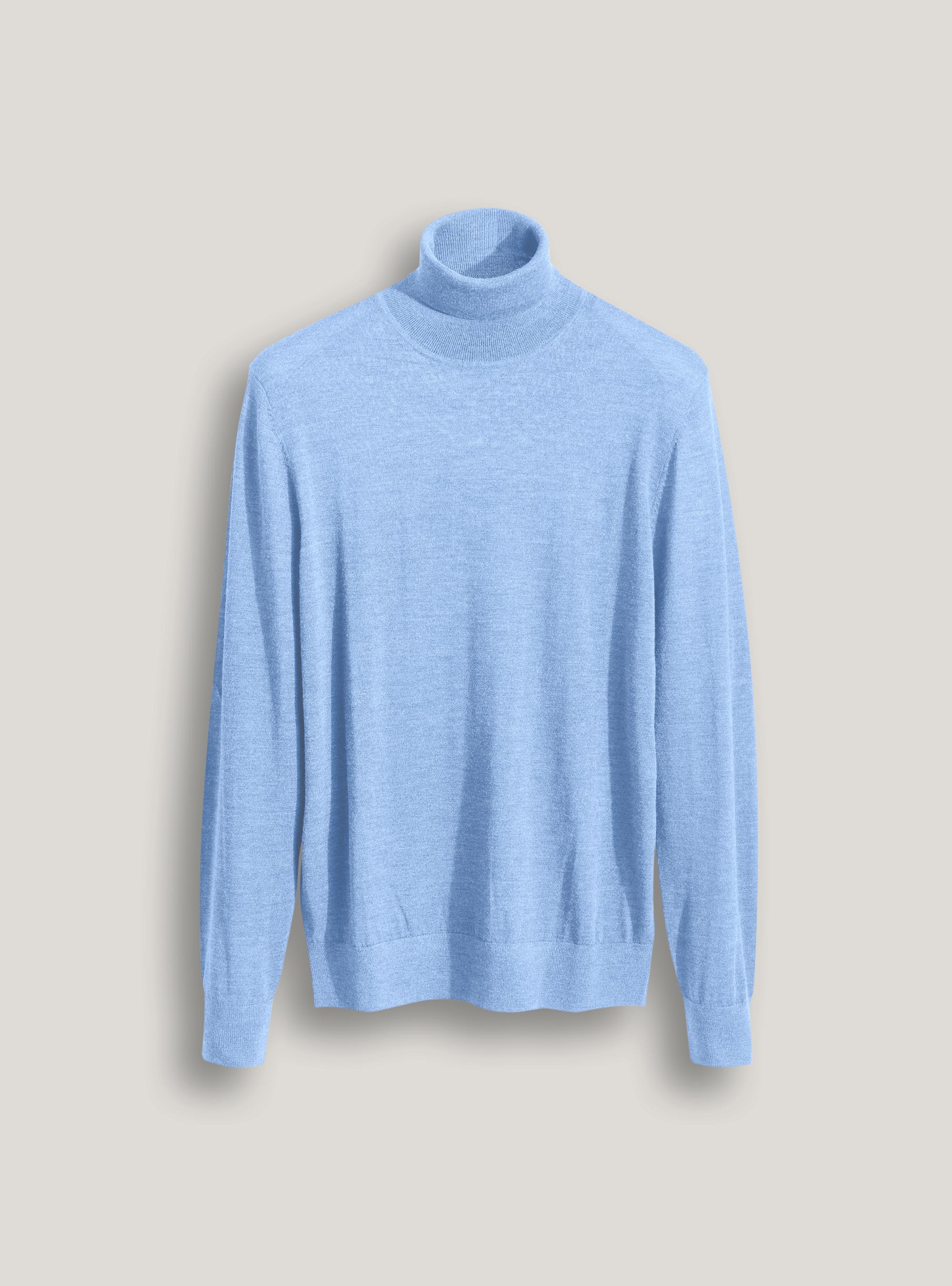 Col roulé en pure laine mérinos extra-fine, BLEU CIEL