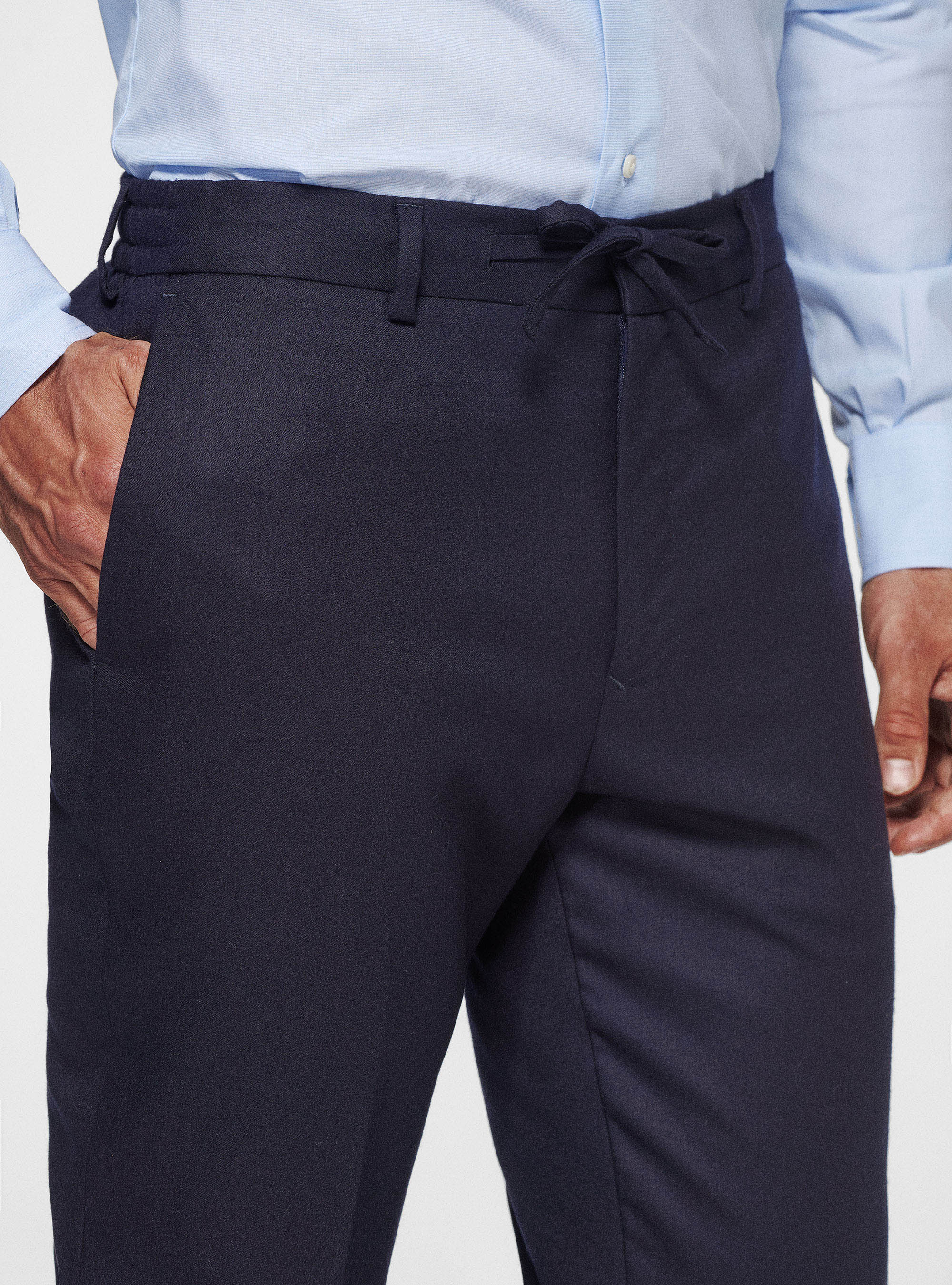 Pantaloni con coulisse in flanella Vitale Barberis Canonico, BLU NAVY