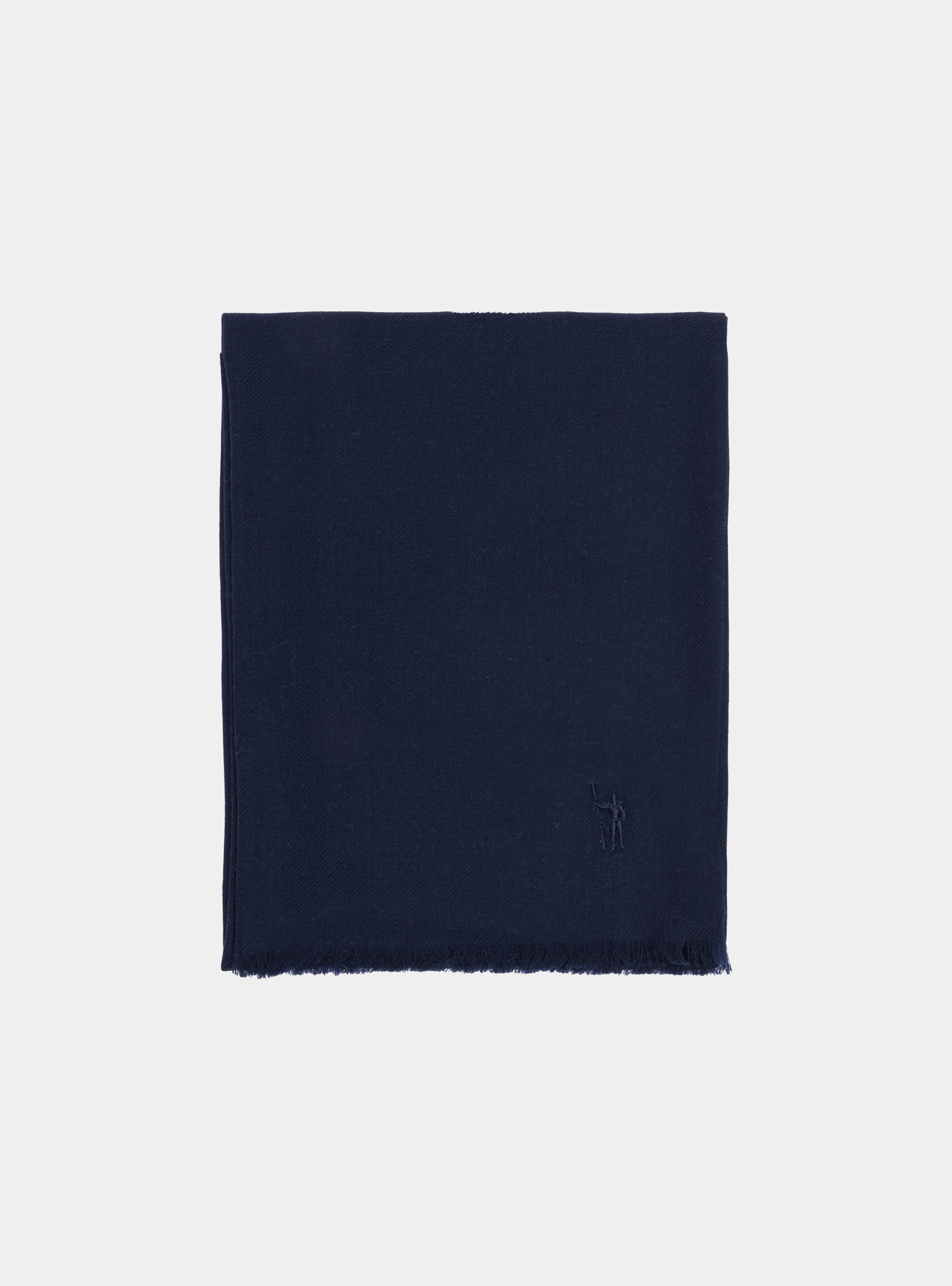 Wool scarf with embroidery, NAVY BLUE