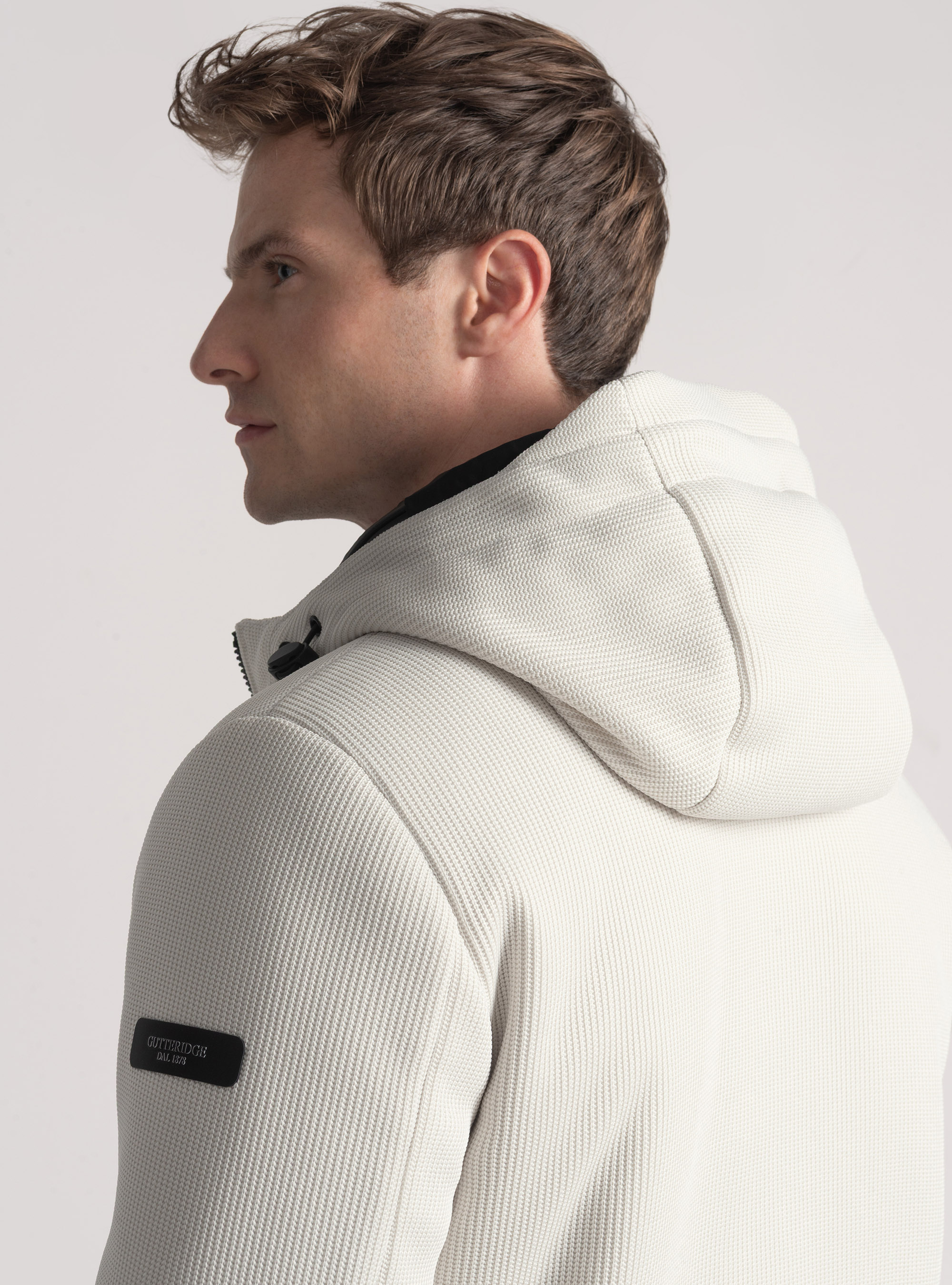 Padded technical jacket with hood, 0055C OFF WHITE