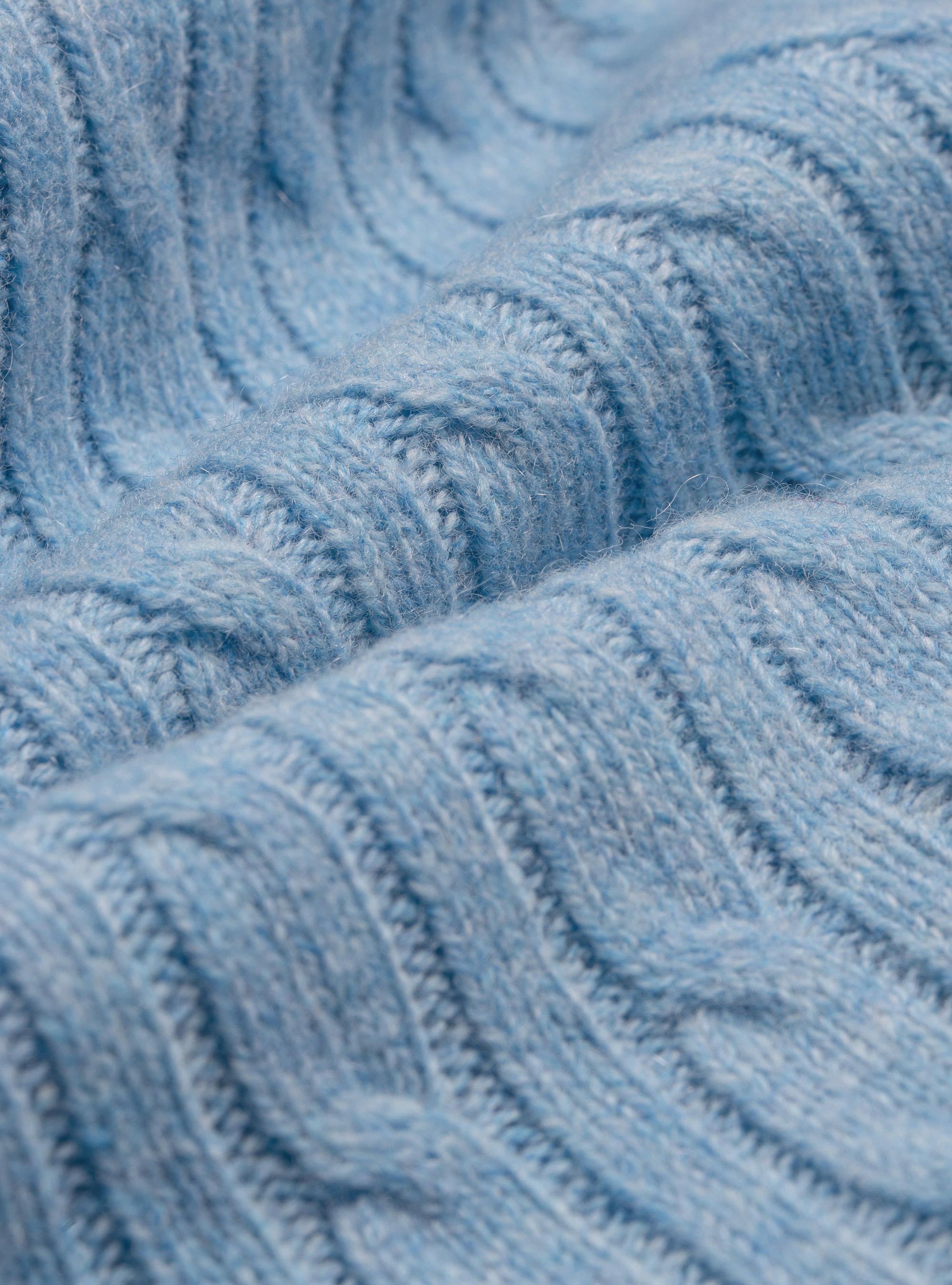 Maglia a treccia in lambswool, AZZURRO