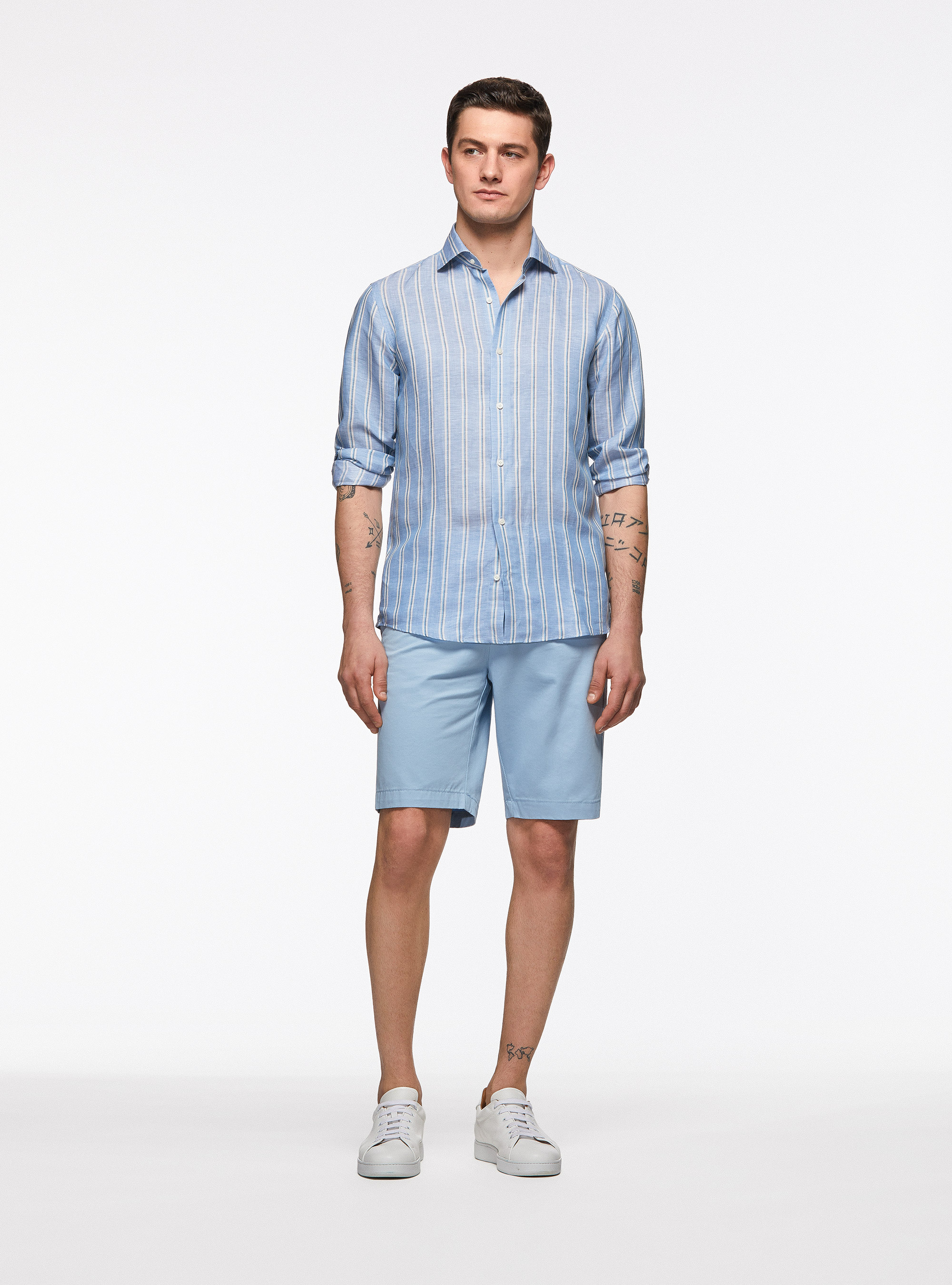 Twill Bermuda shorts, LIGHT BLUE