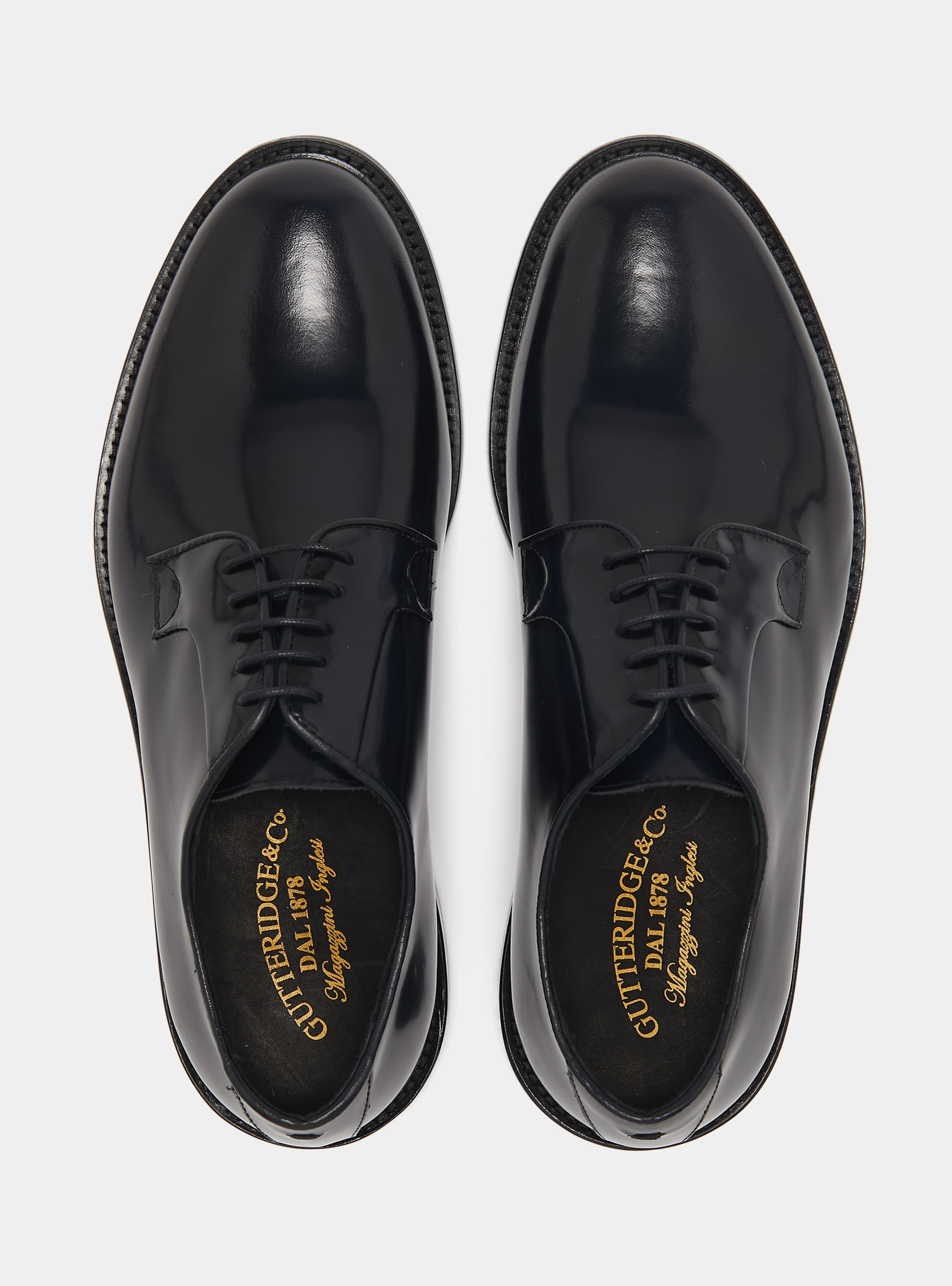 Abrasivated leather derby, NAVY BLUE