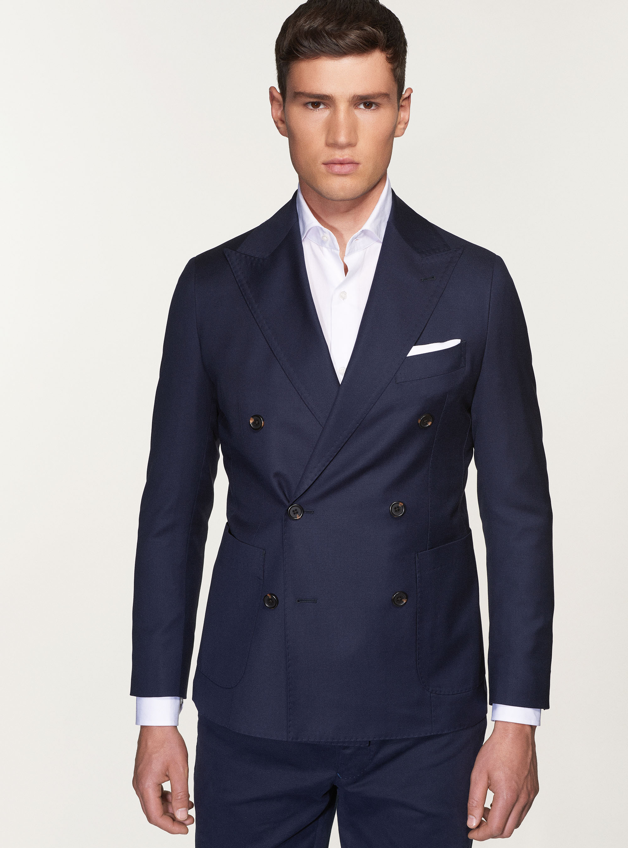 Gutteridge - Veste à double boutonnage en laine super fine 110's de Vitale Barberis Canonico, , Bleu Marine, Taille: 44