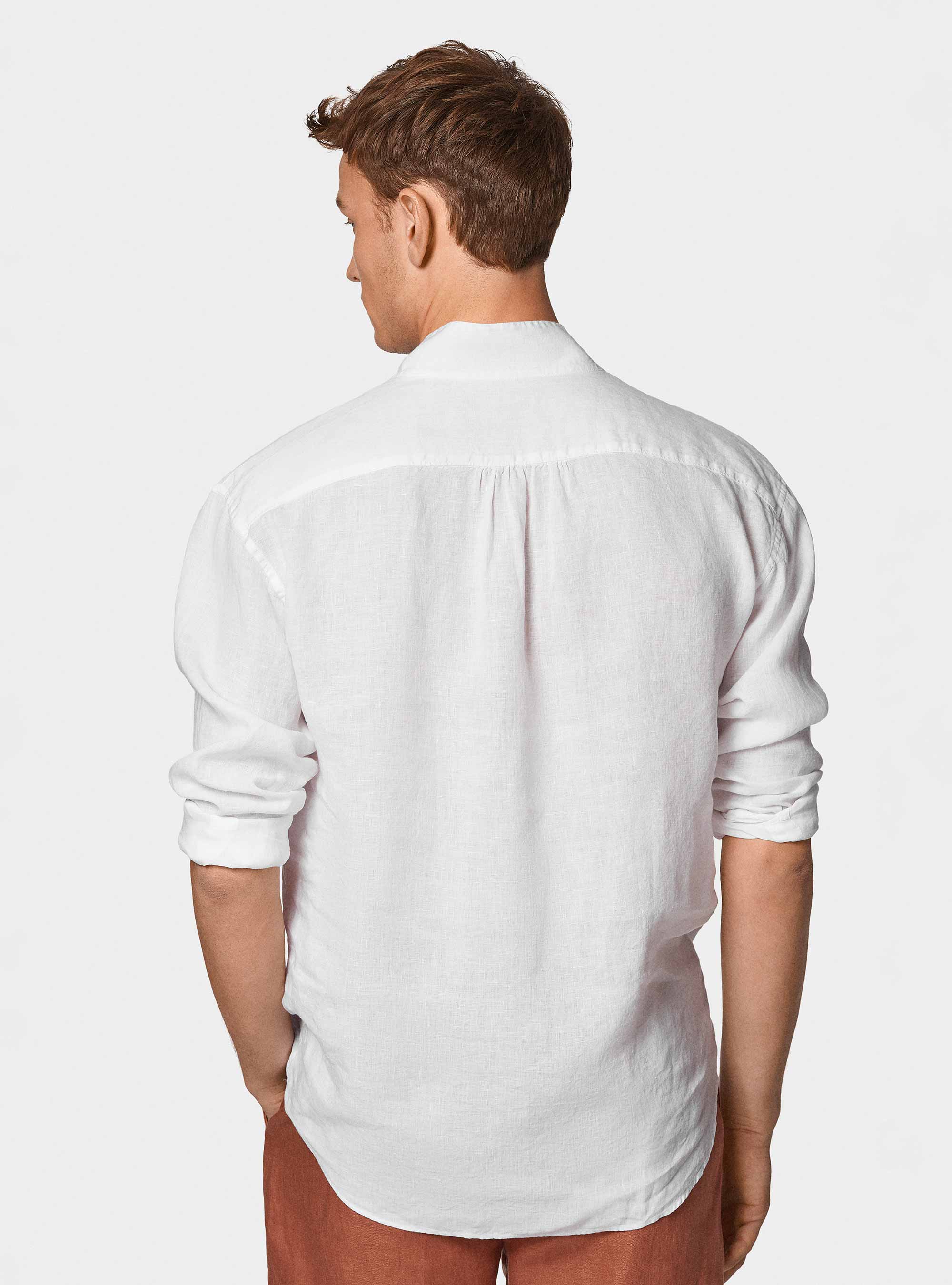 Korean shirt in pure linen, WHITE