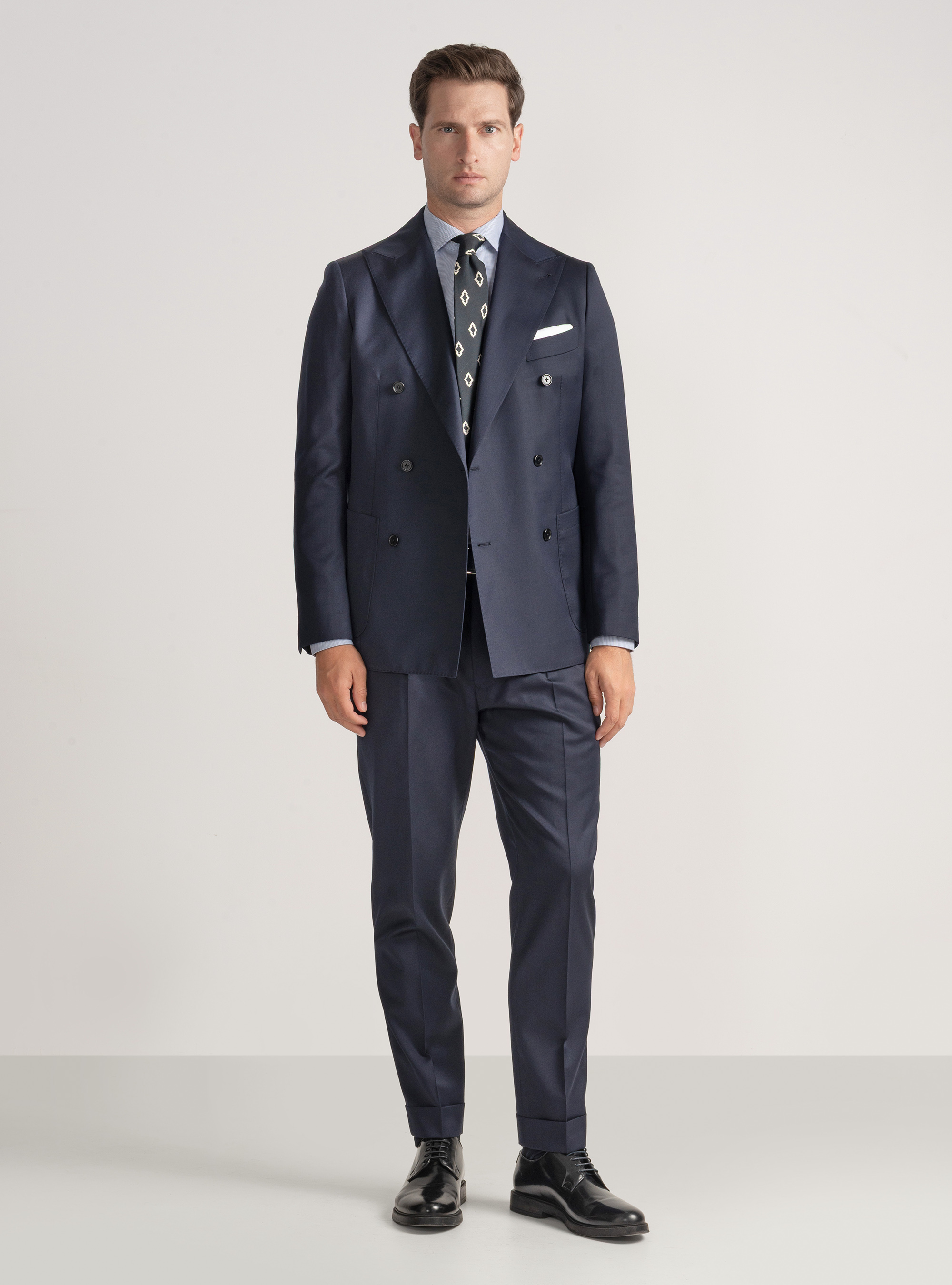 Americana de traje de lana superfina 110 de Reda, AZUL MARINO