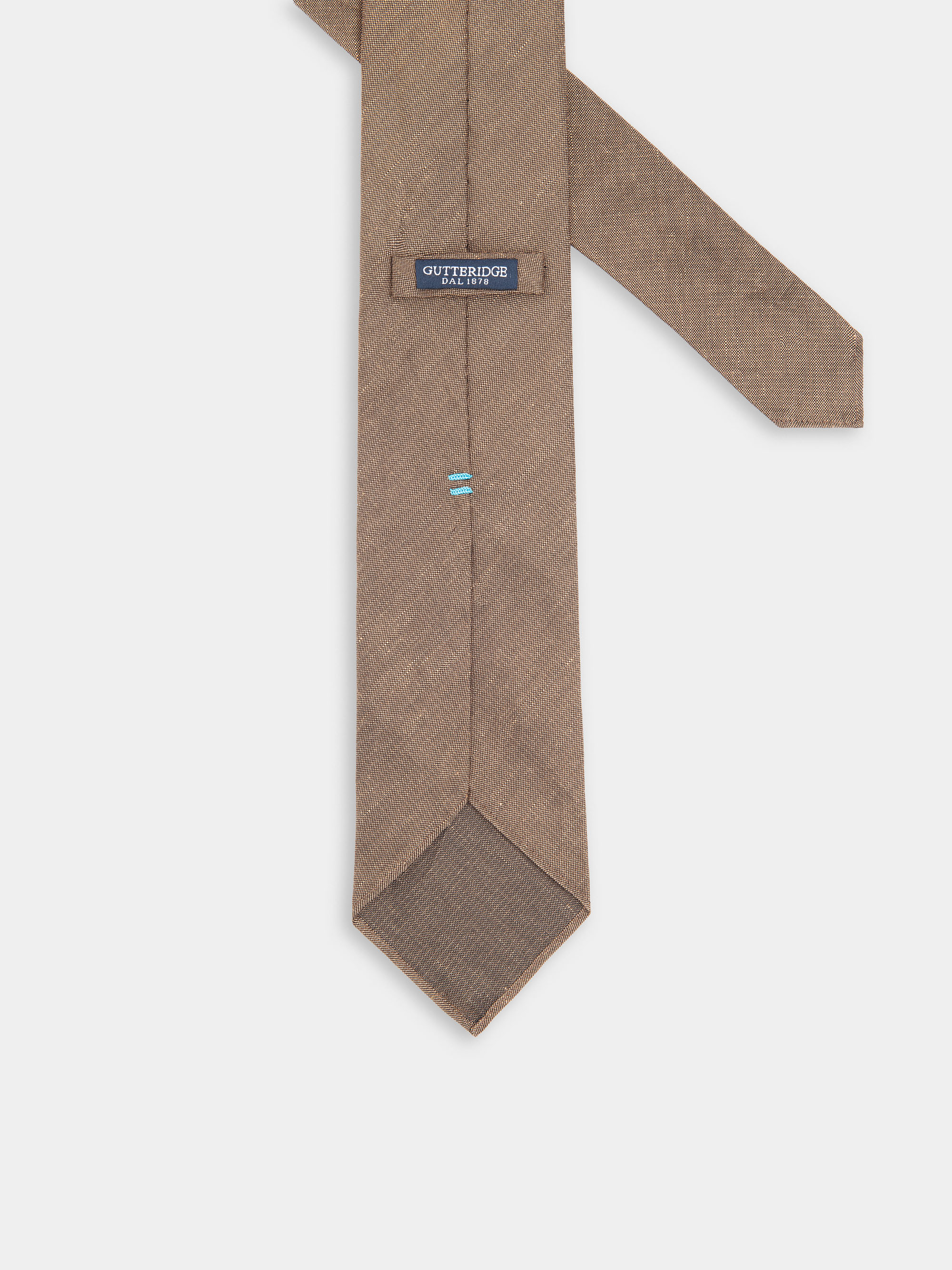 Plain linen and cotton tie, BROWN
