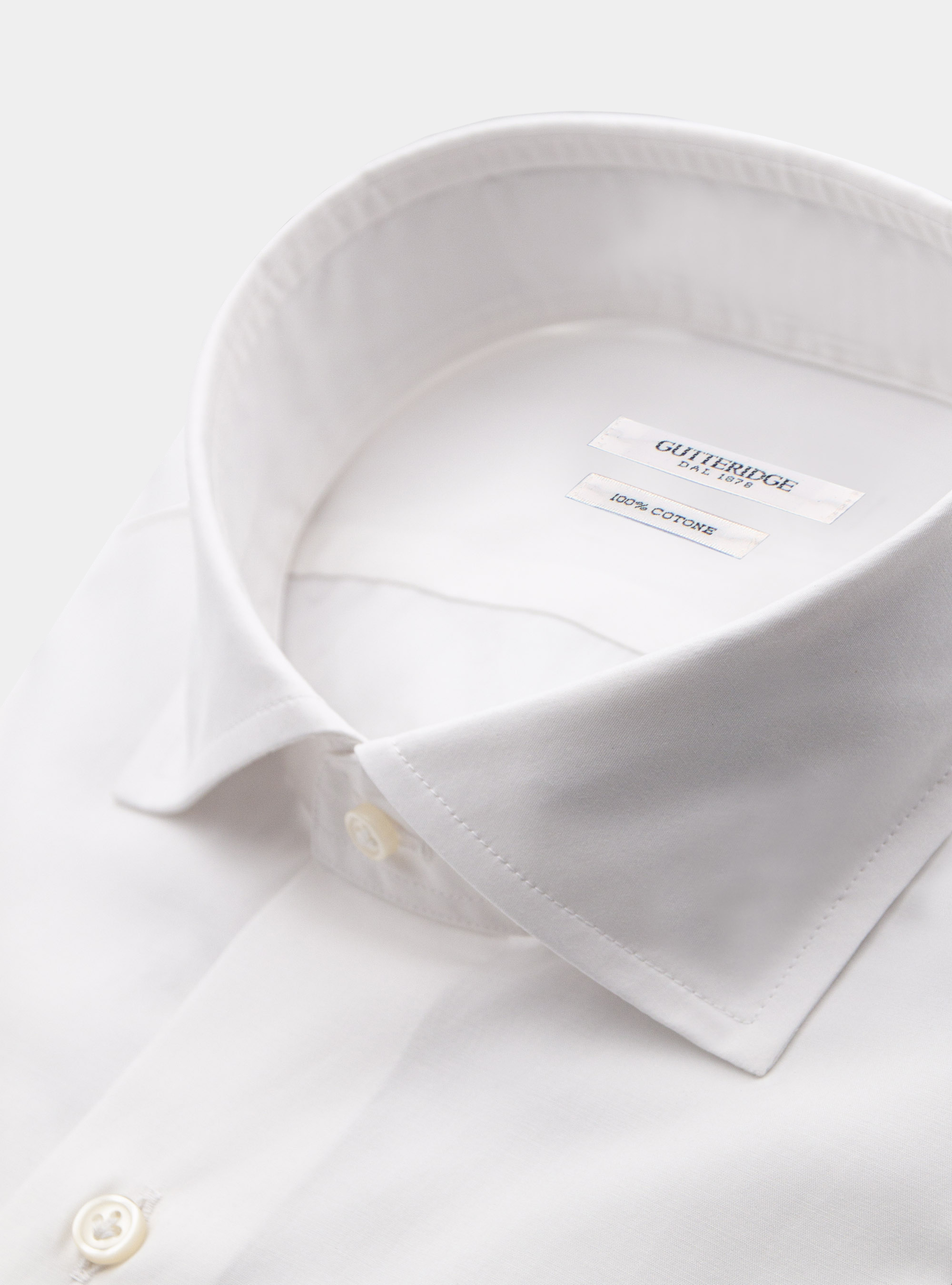 Camicia collo semiaperto di mussola, BIANCO