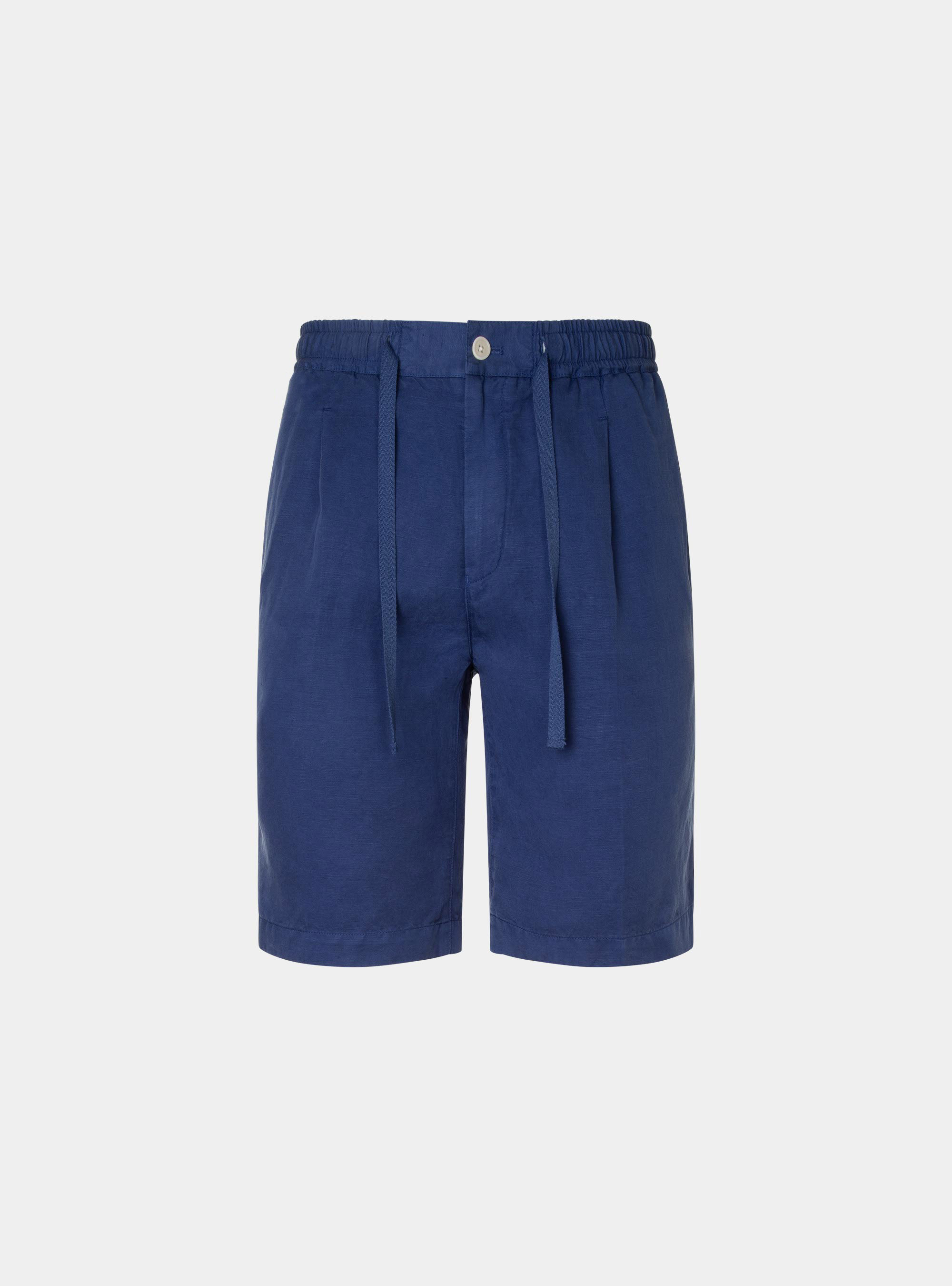 Bermudas teñidas con cordones, AZUL MEDIO