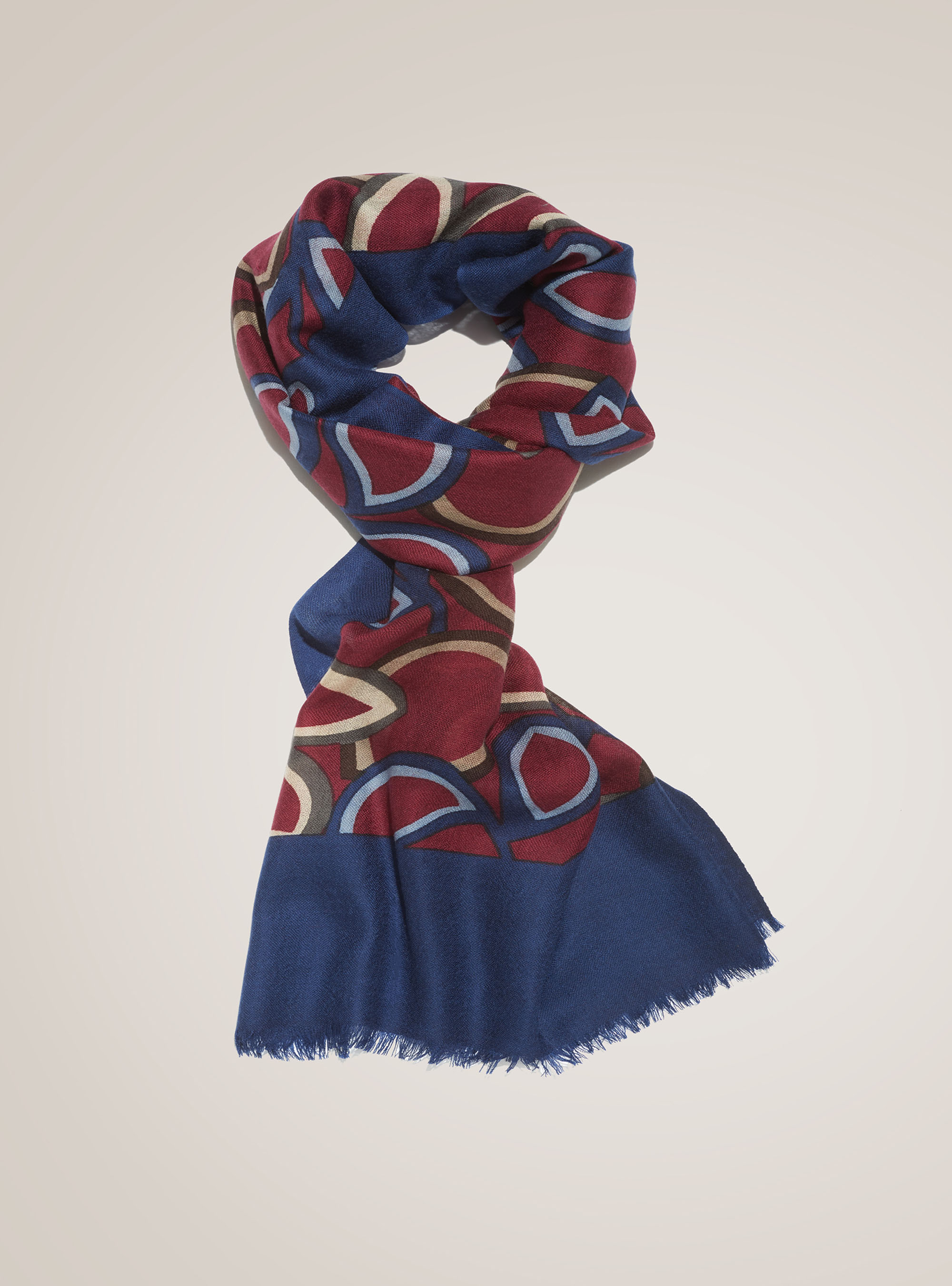 Sciarpa 100% lana con stampa all over, BORDEAUX