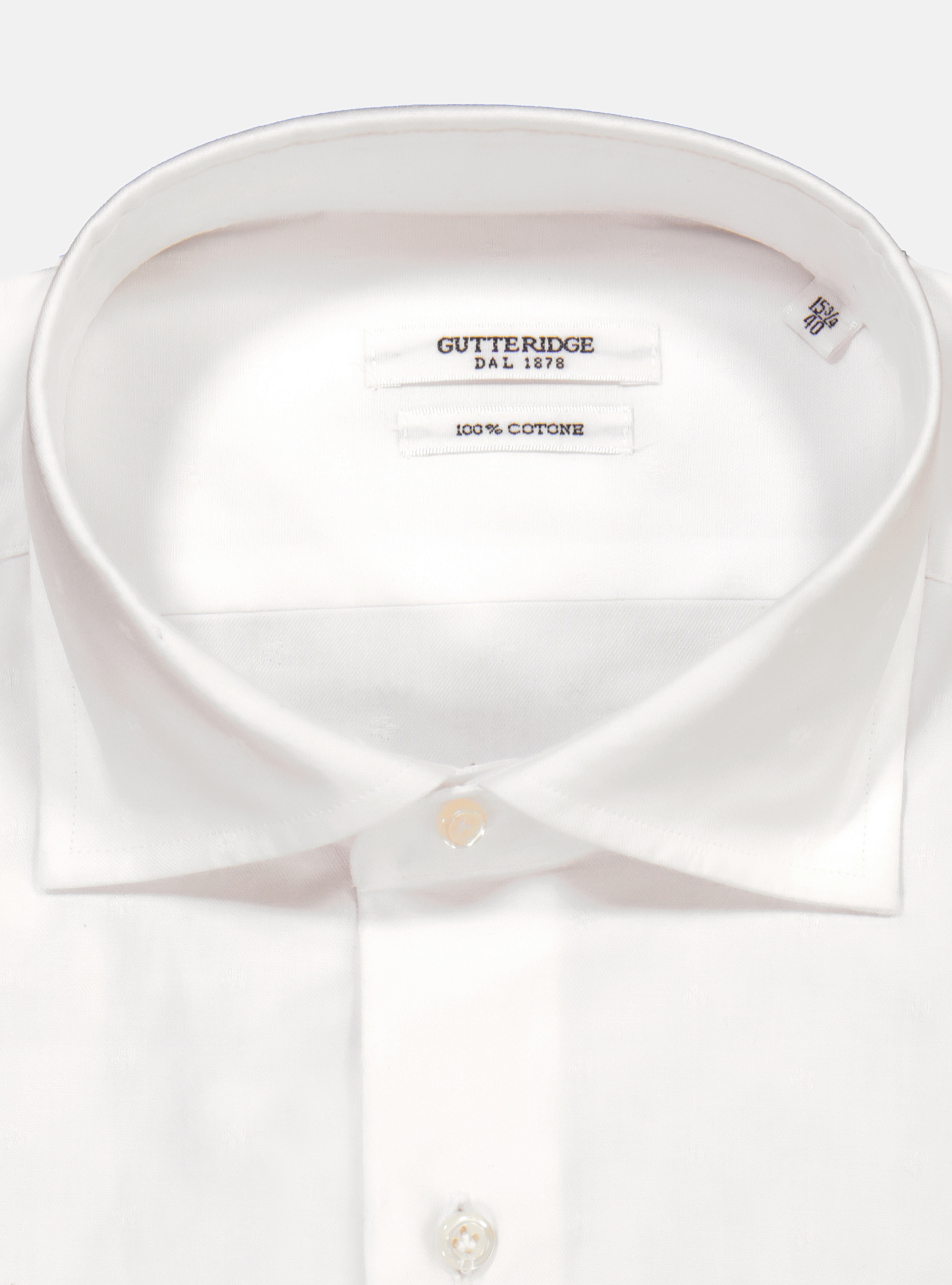 TEXTURED COTTON SHIRT WITH SMALL FRENCH COLLAR, WHITE