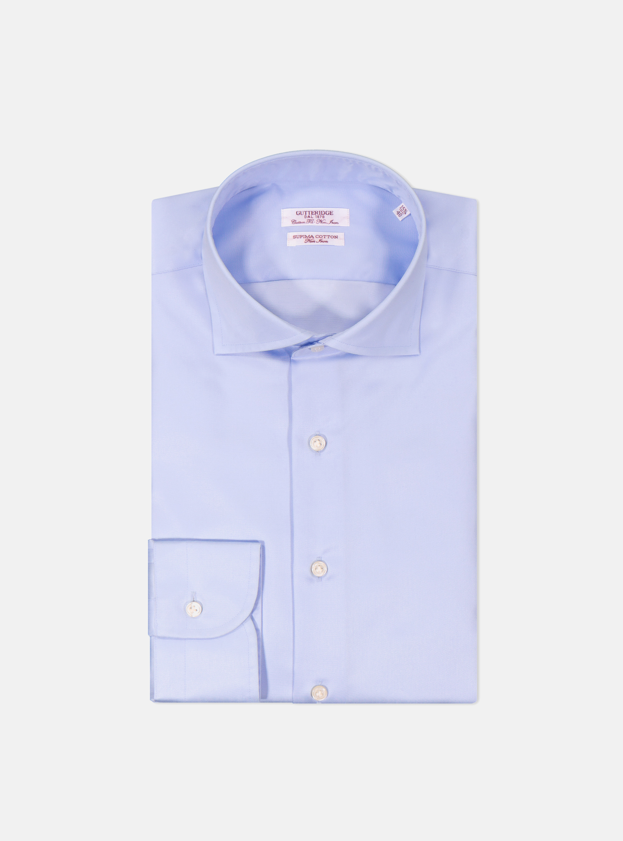 Camicia comfort fit classica in twill no iron, AZZURRO