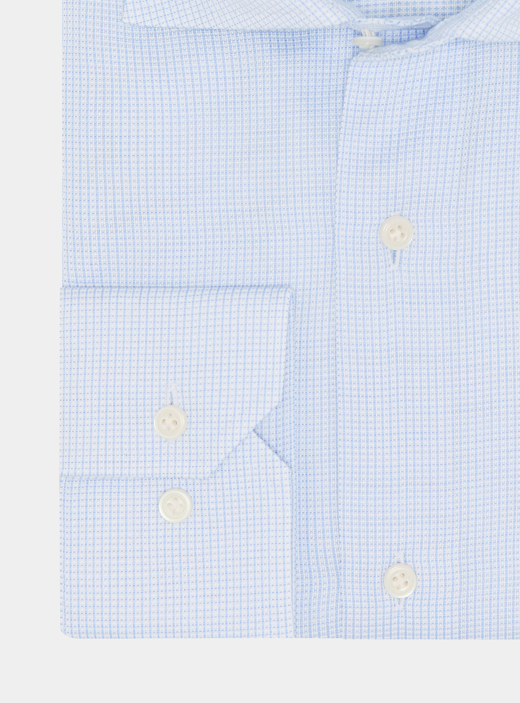 Micro check pattern cotton shirt, LIGHT BLUE