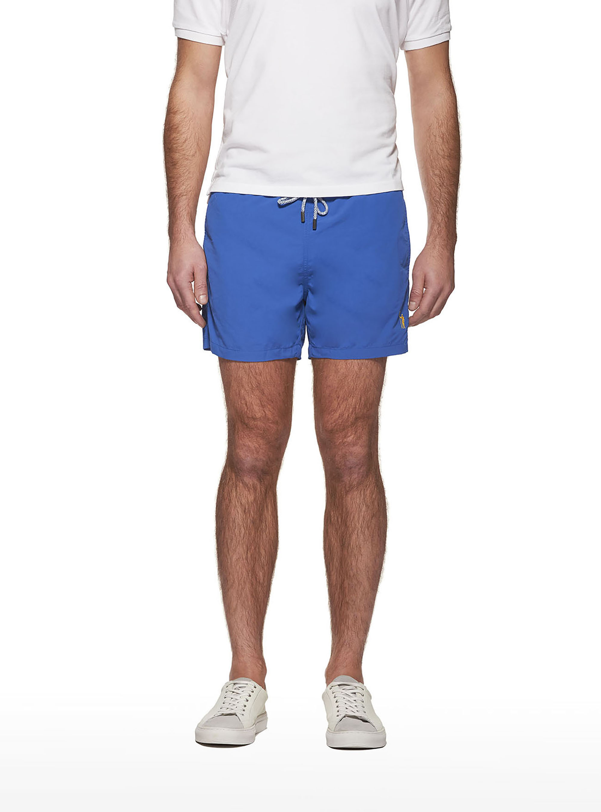 Basic plain colour swimsuit with embroidery, BLUE ROYAL