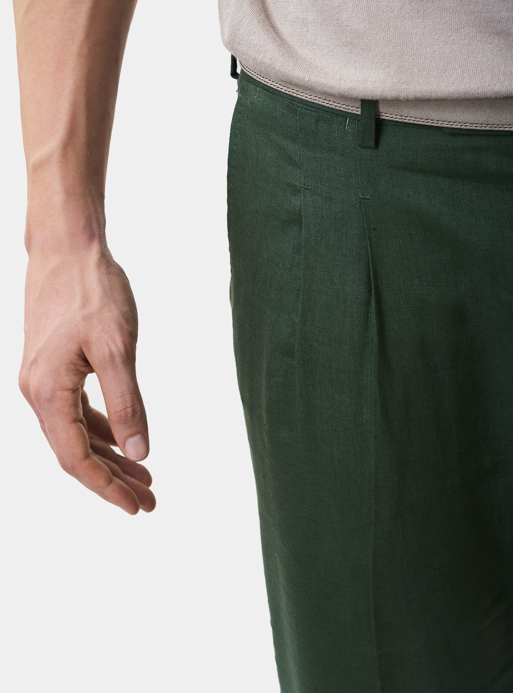 Pure Linen Suit Trousers, GREEN