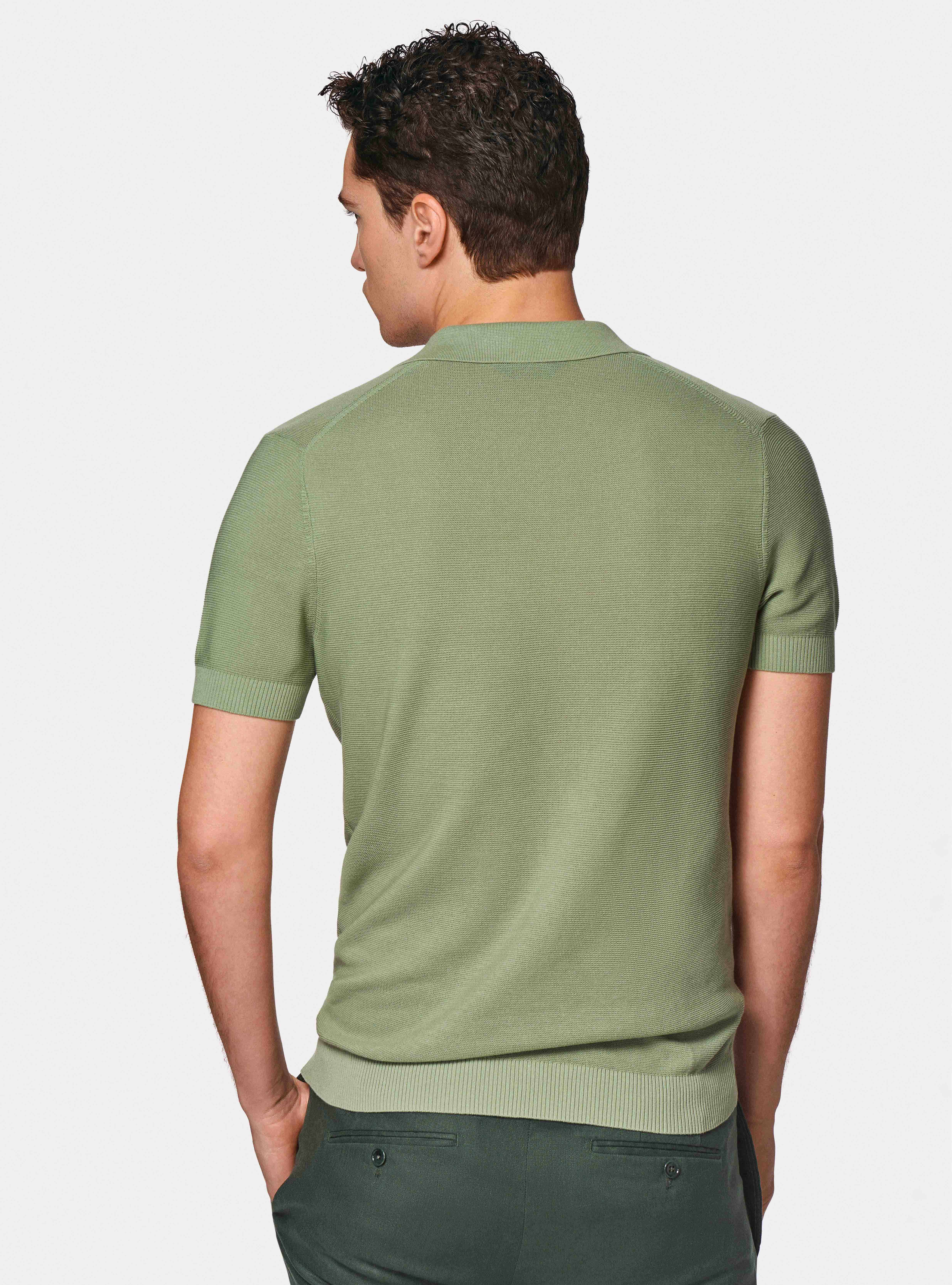 Polo in maglia links in cotone extrafine, SALVIA 0602C