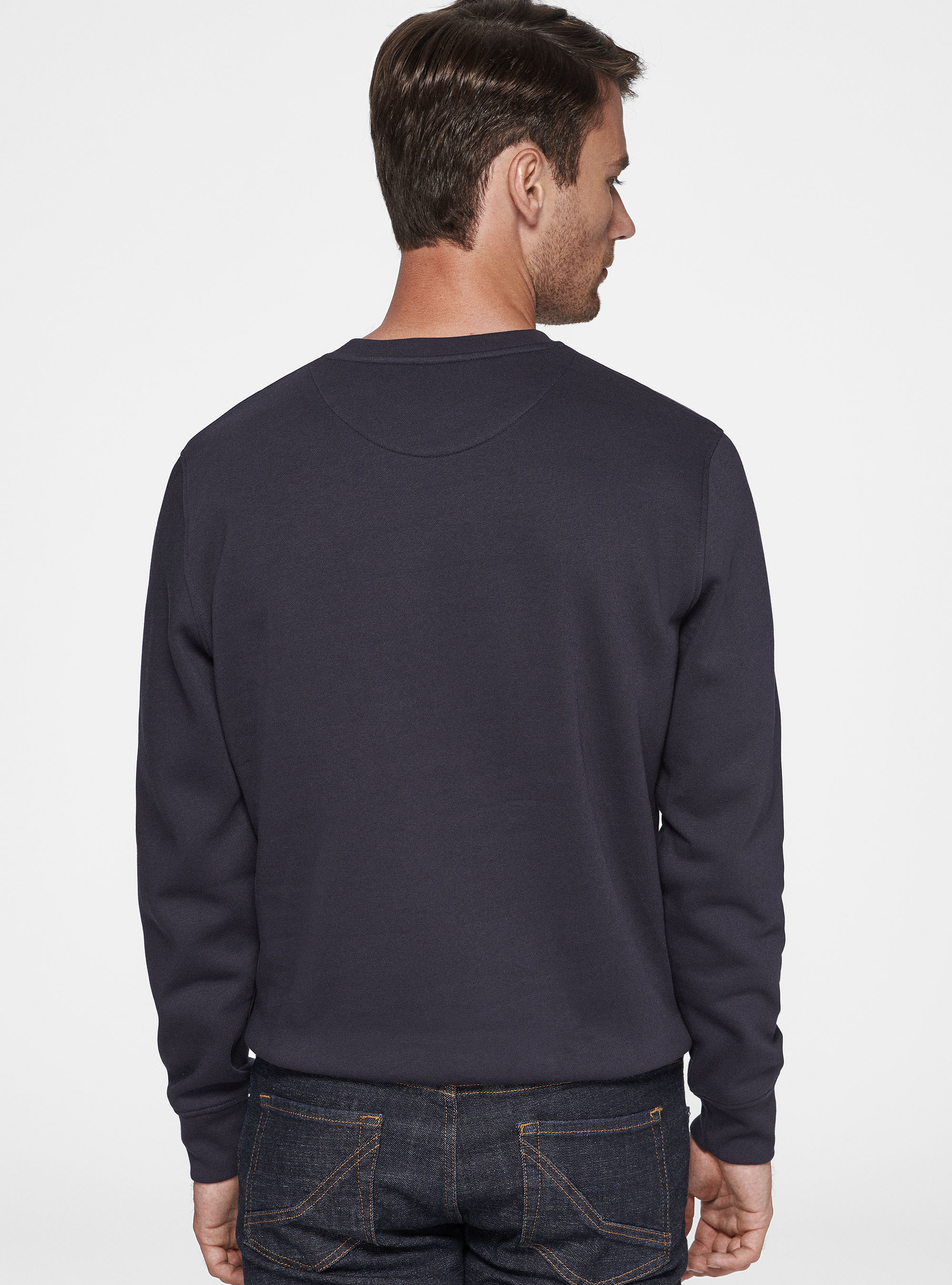 Felpa girocollo con logo, BLU NAVY