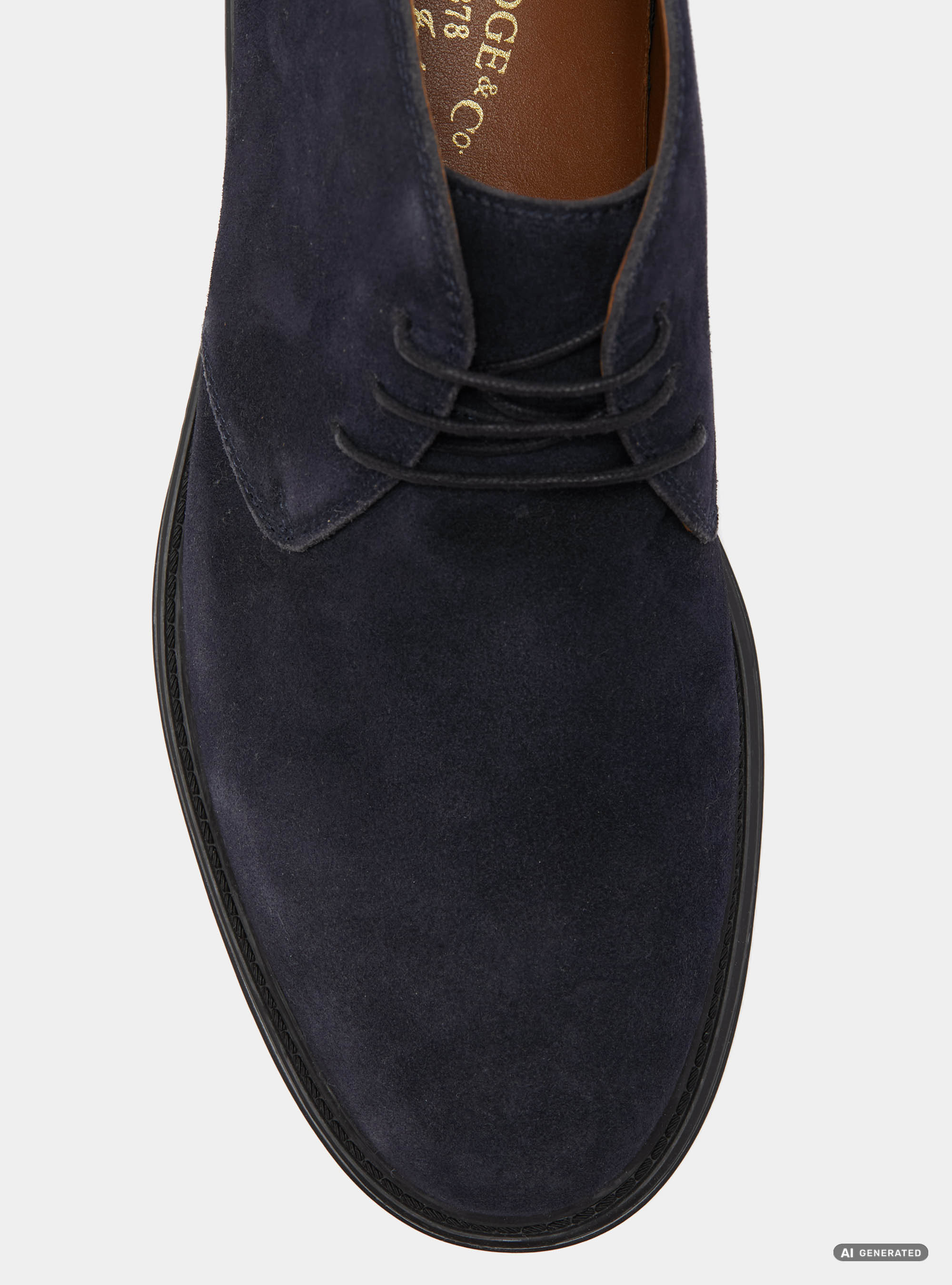 Polacchino in suede con suola in gomma, NAVY BLUE
