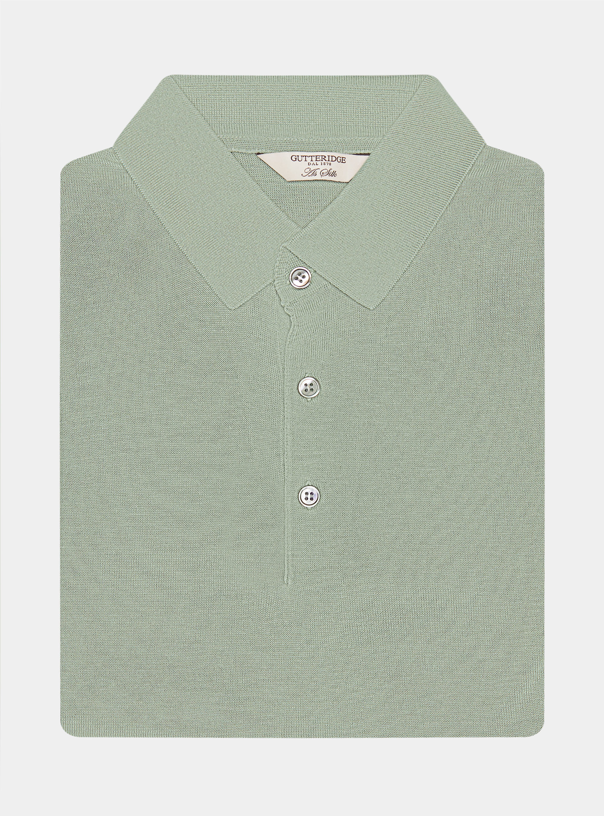 Maglia a polo in cotone e seta, SALVIA 0602C