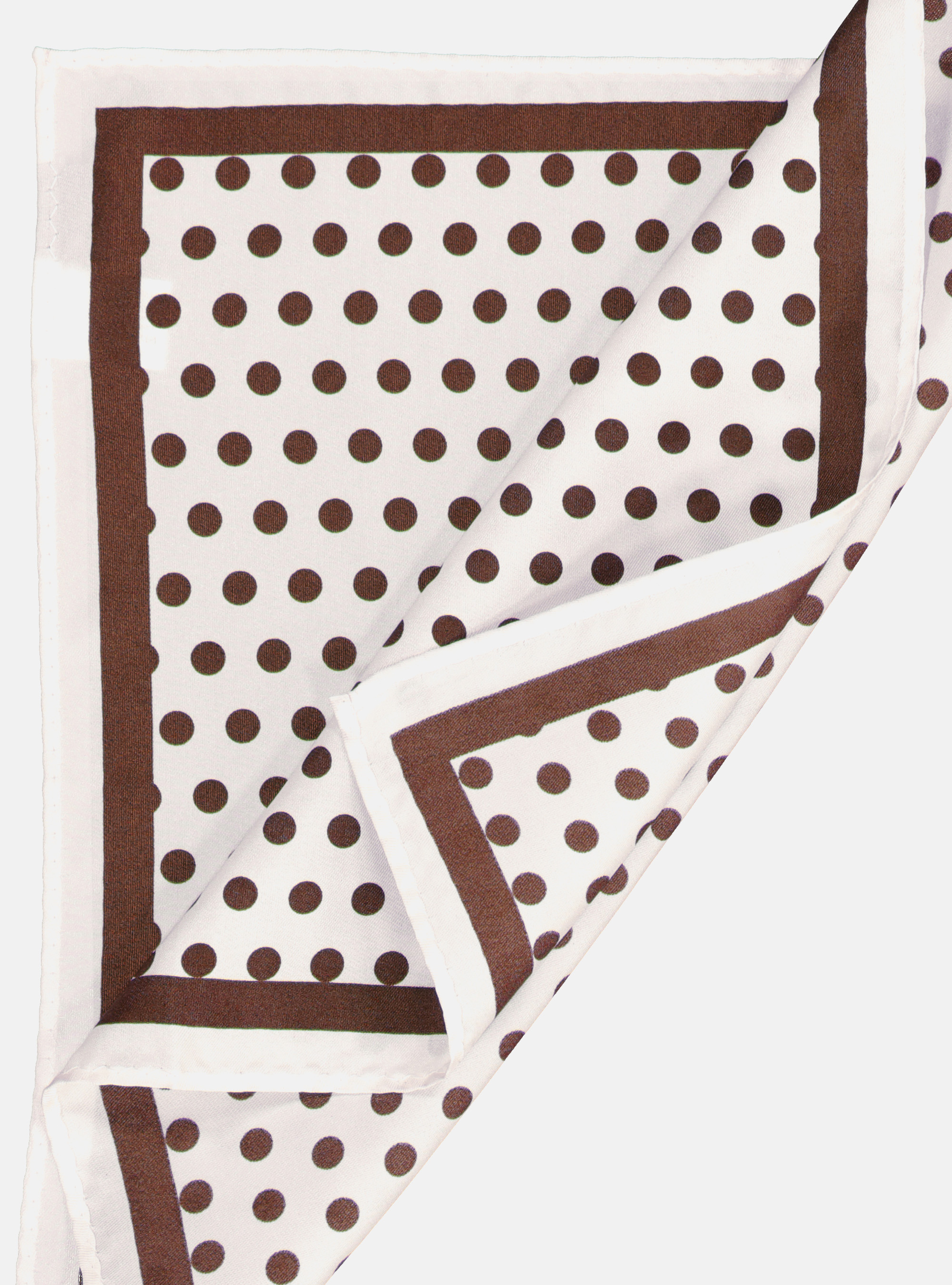 POLKA DOT SILK POCHETTE, DARK BROWN