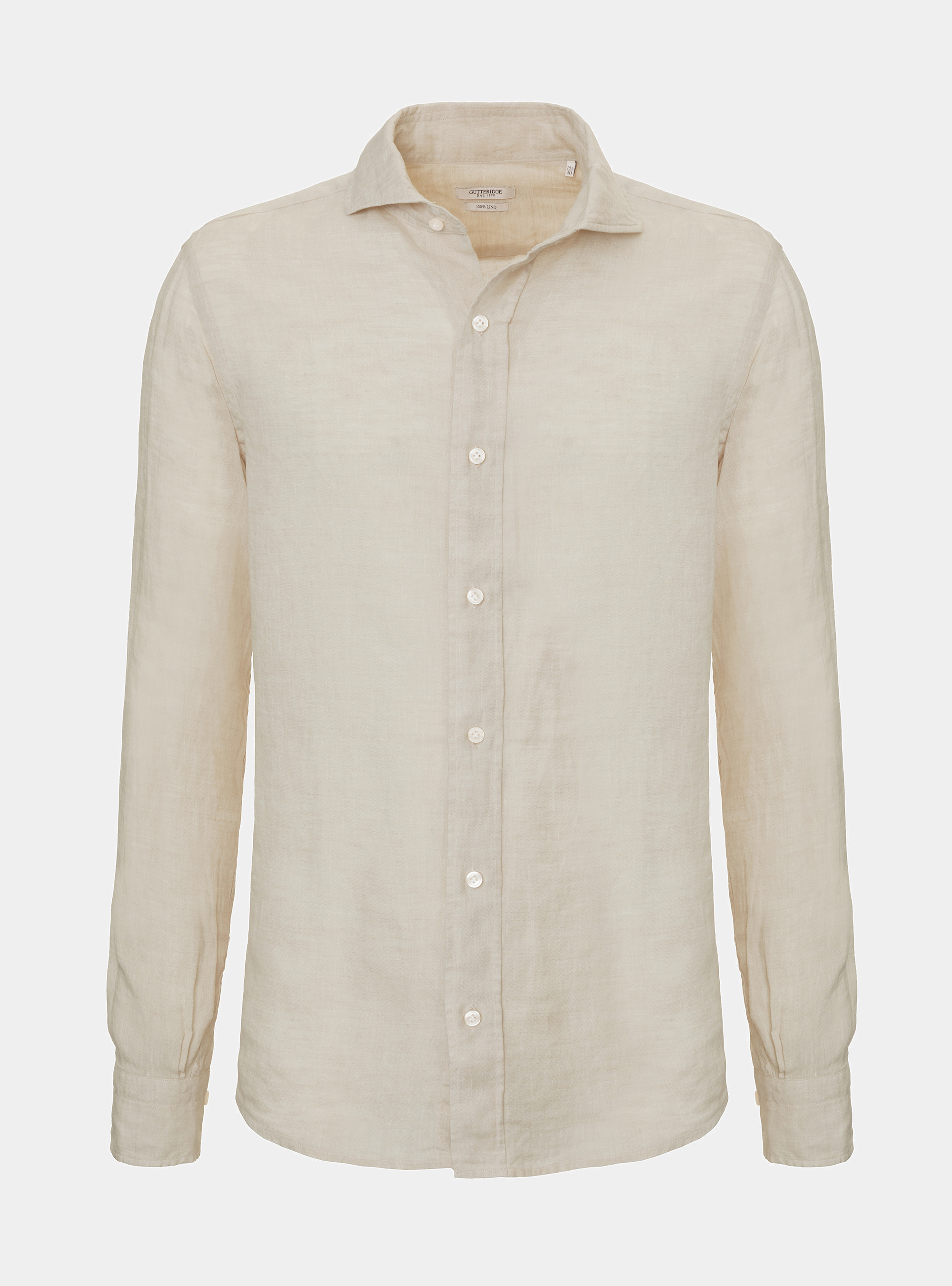 Camicia collo francese in lino, SABBIA