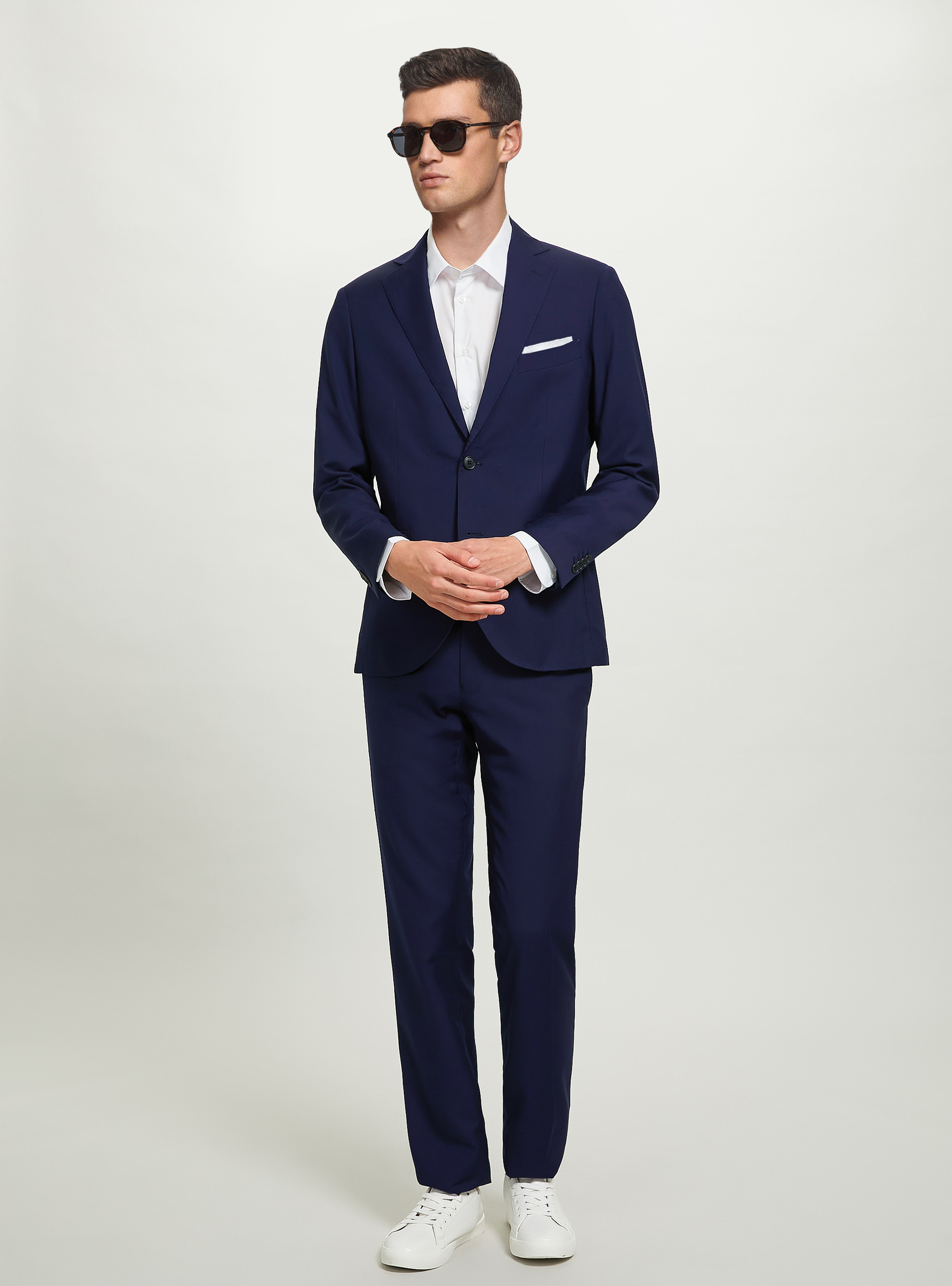 Pantaloni per abito in twill, BLU ROYAL