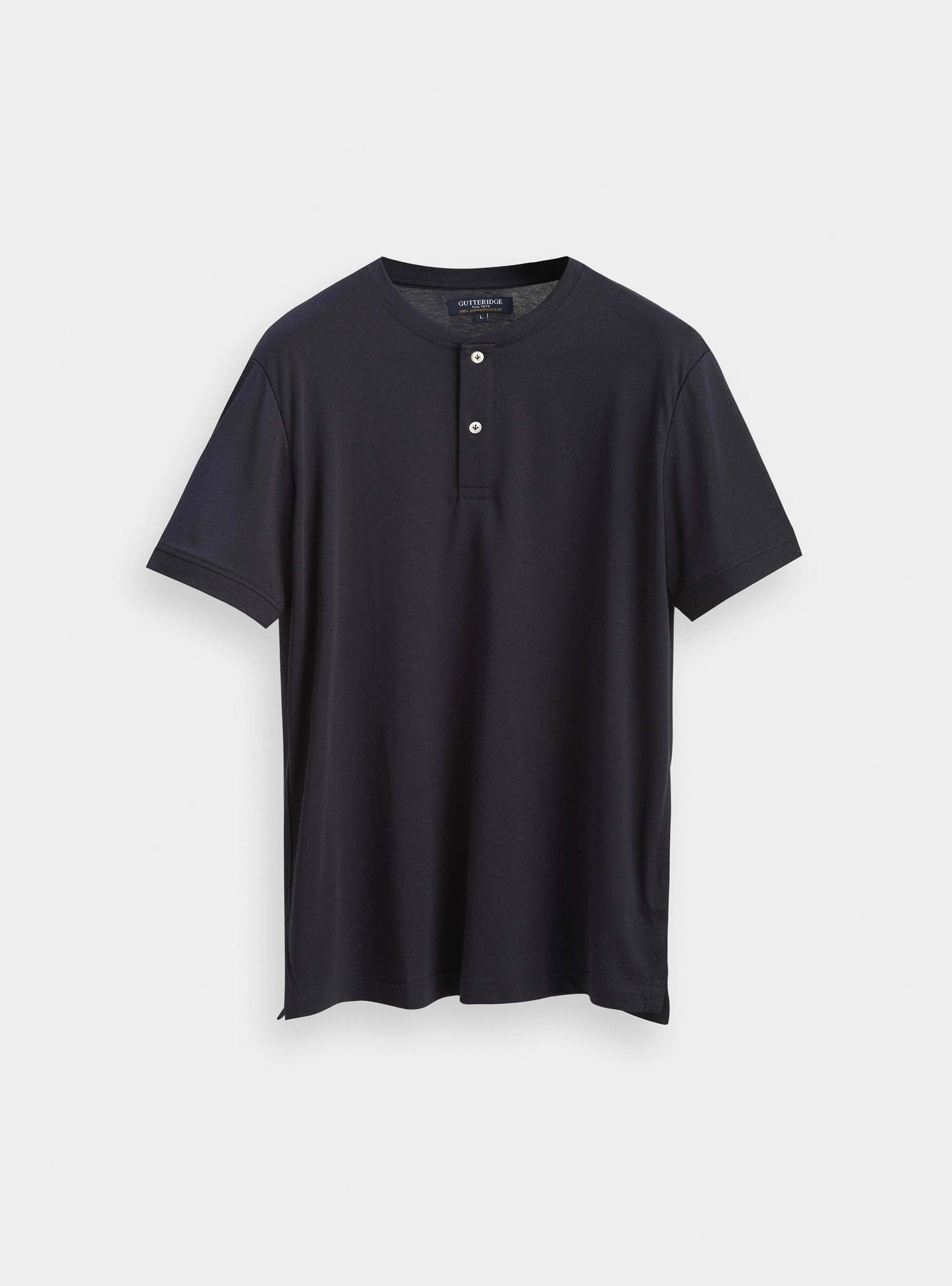 Camiseta Serafino en 100% algodón jersey supima, AZUL MARINO