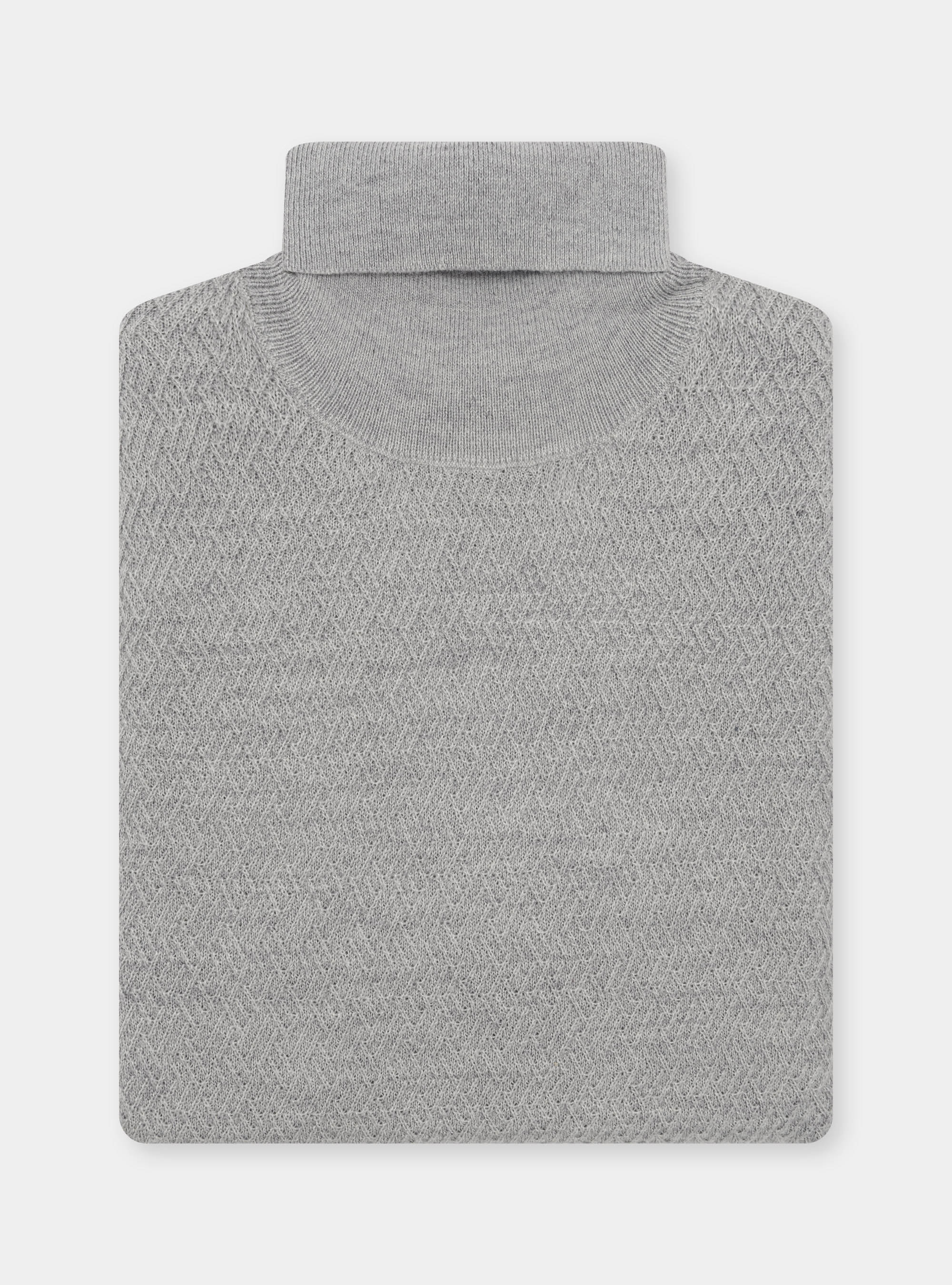 Textured wool-blend turtleneck, LIGHT GREY MELANGE