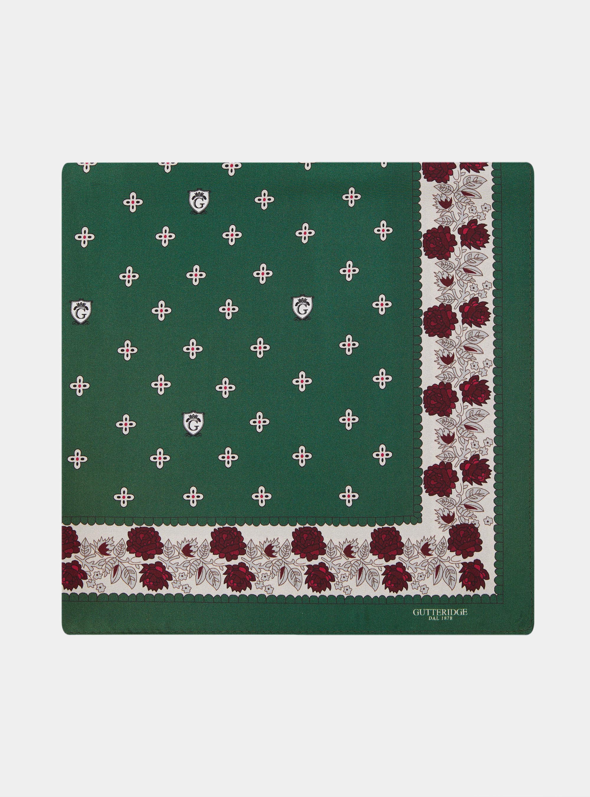 Foulard in seta stampa floreale, VERDE