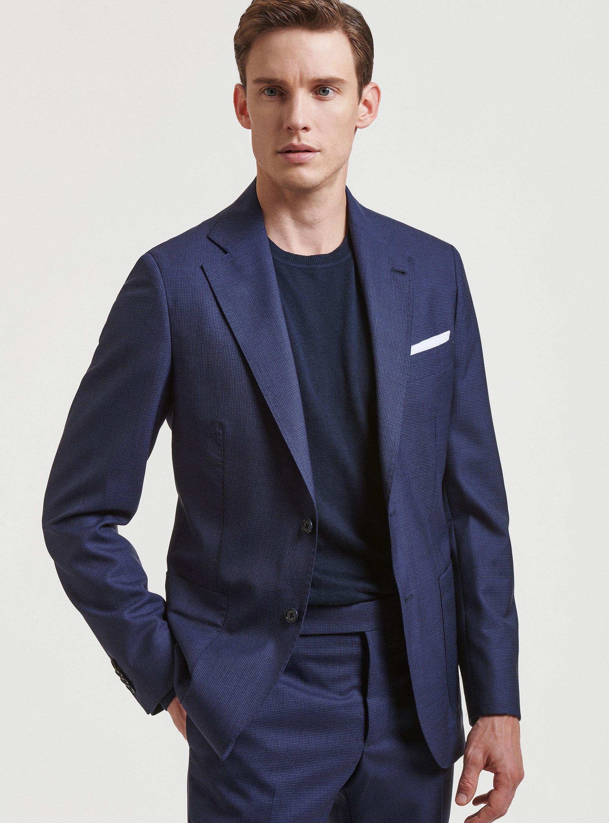 Giacca per abito in pura lana pied de poule, BLU NAVY