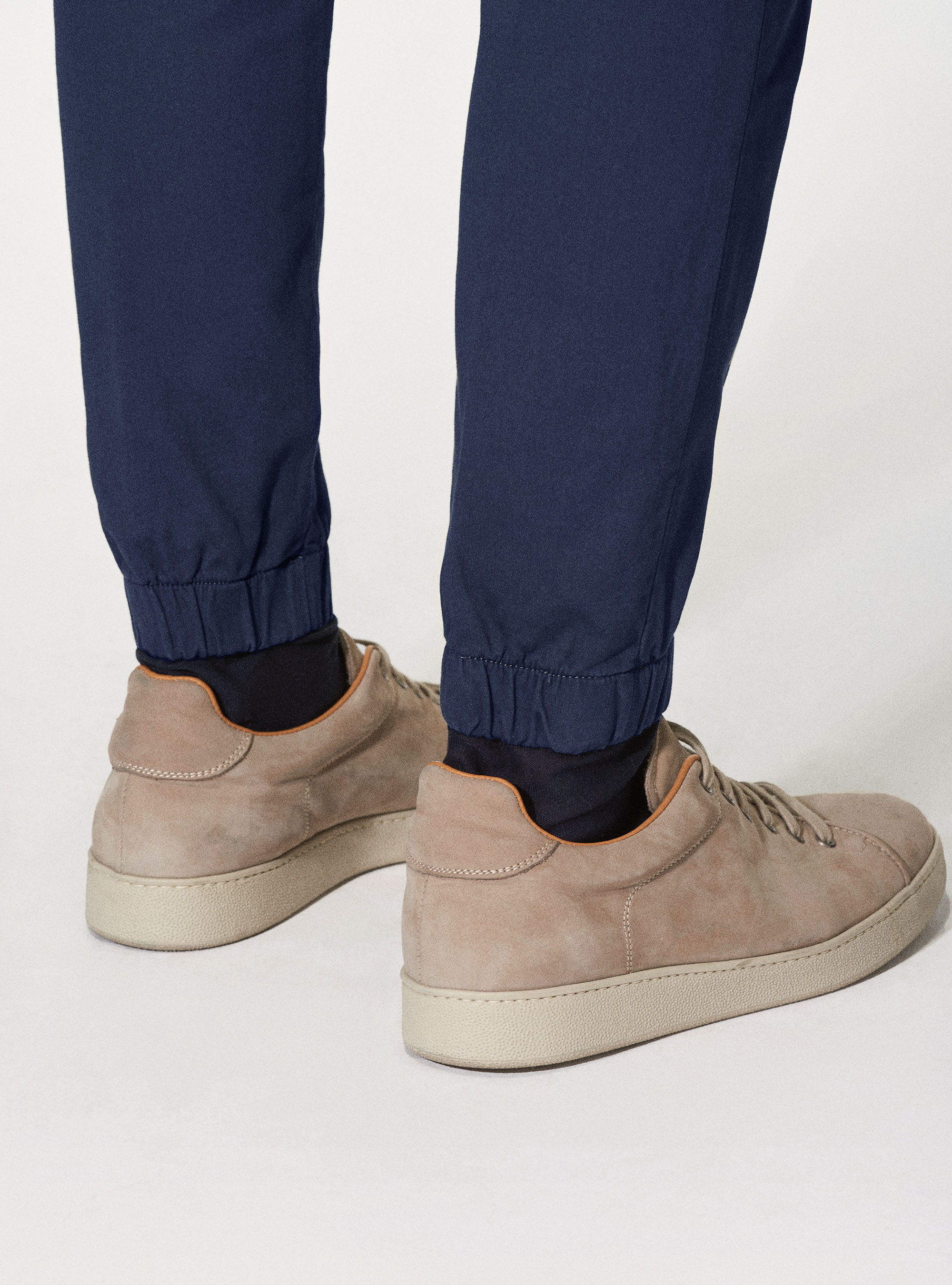 Cotton-blend jogger with drawstring, NAVY BLUE