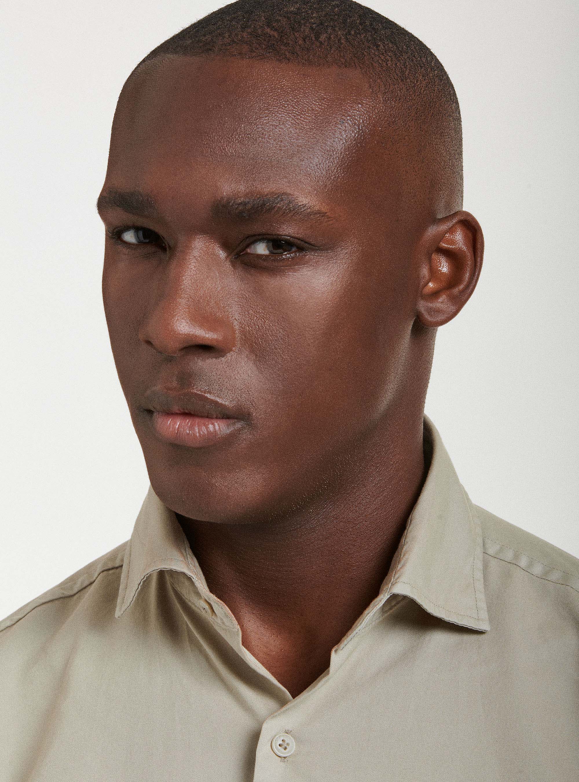 Camicia in cotone tinto in capo, SABBIA