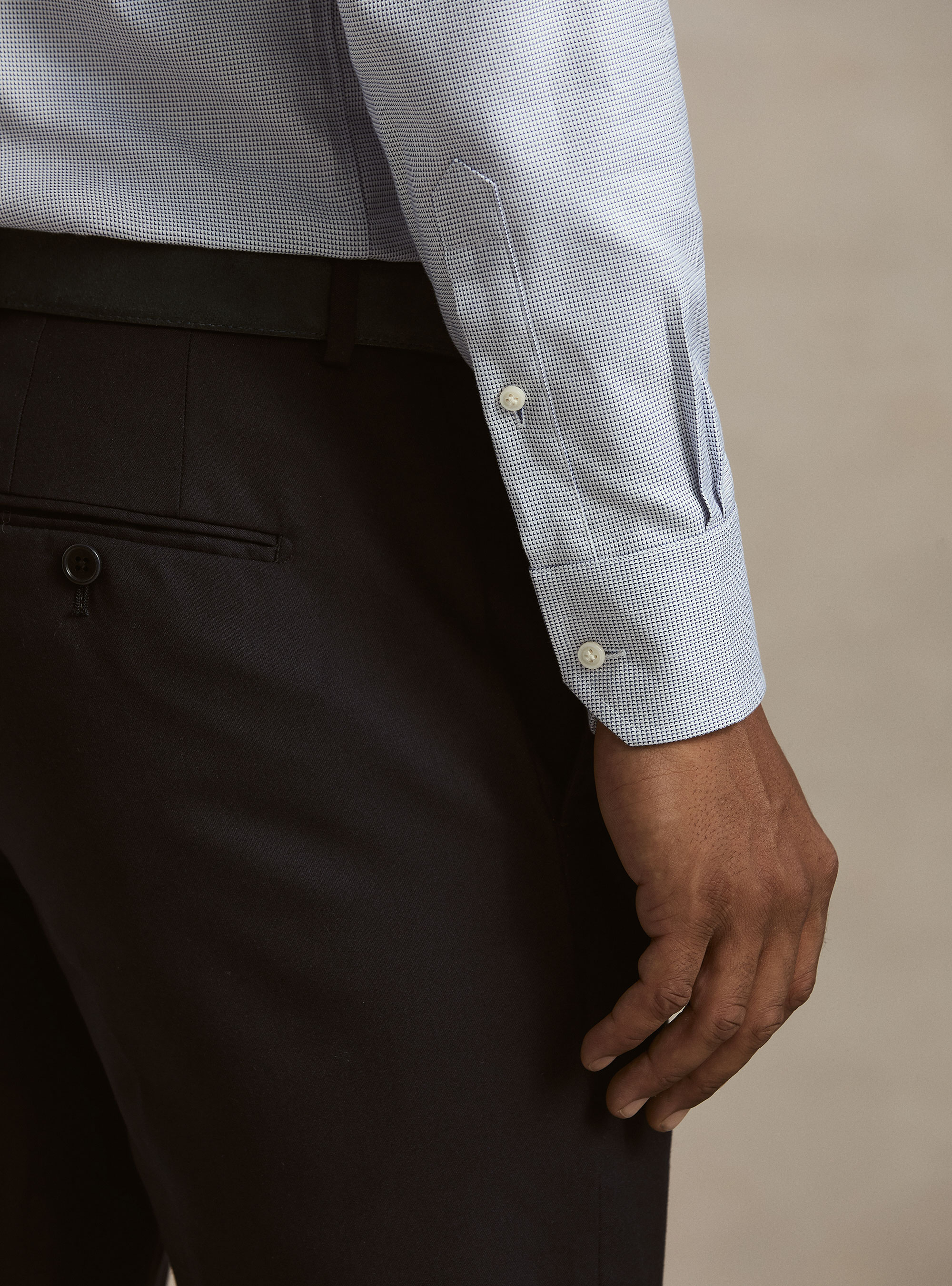 Camicia in cotone operato, BLU