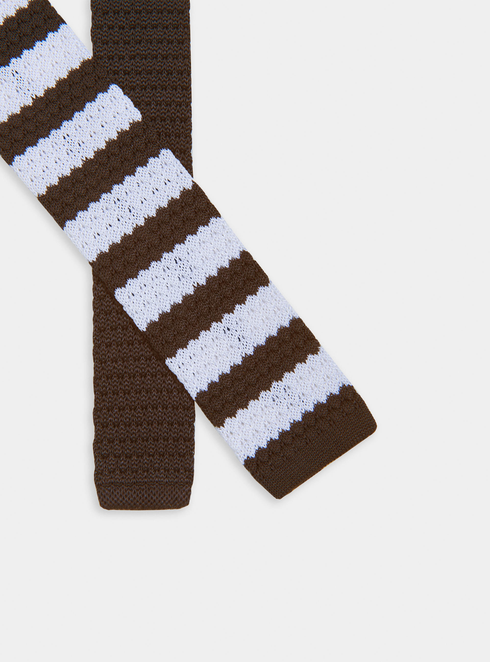 Cravatta in maglia a righe, MARRONE 0508C