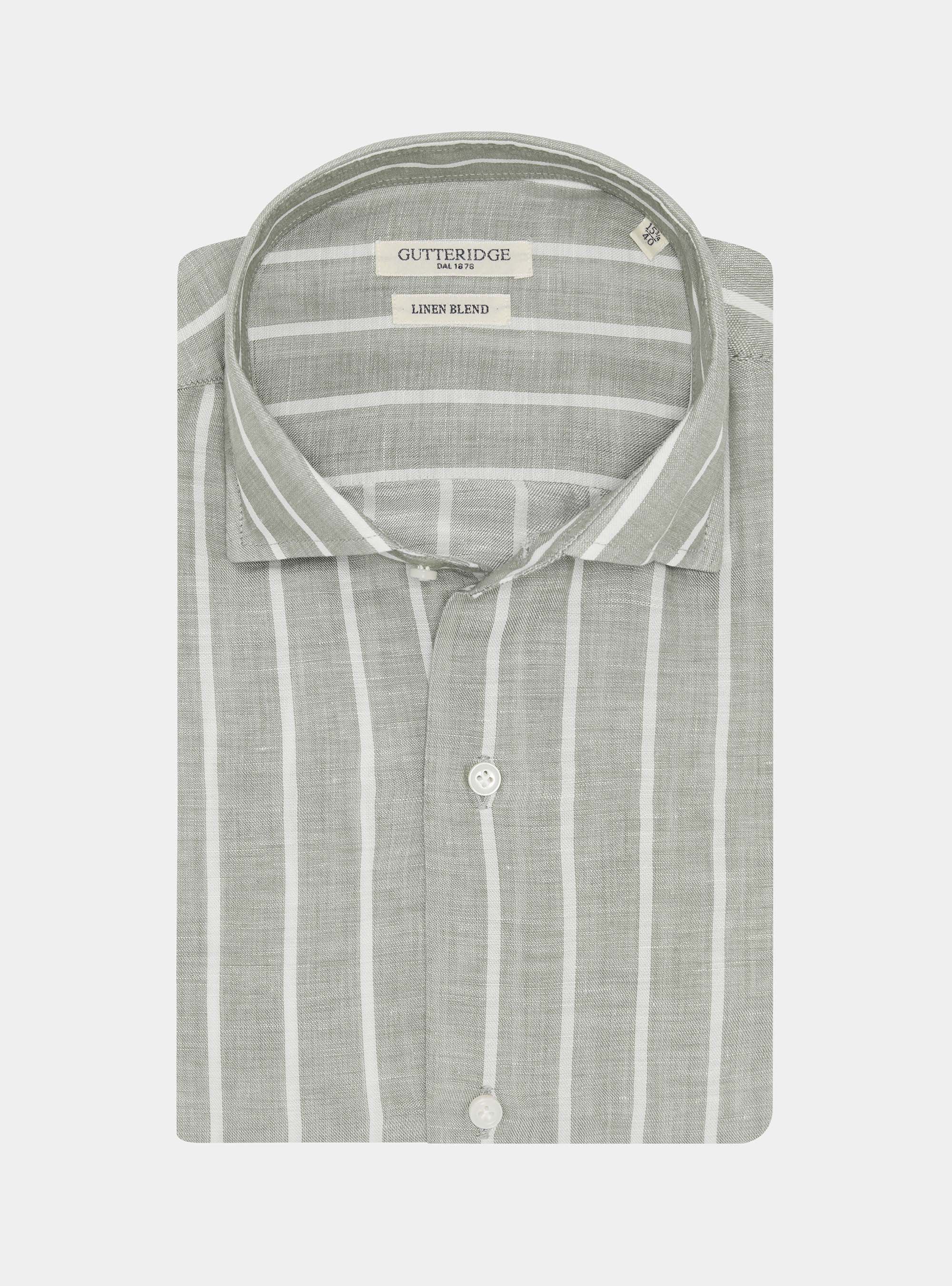 Gestreiftes Hemd aus einer Leinenmischung, SALVIA 0602C