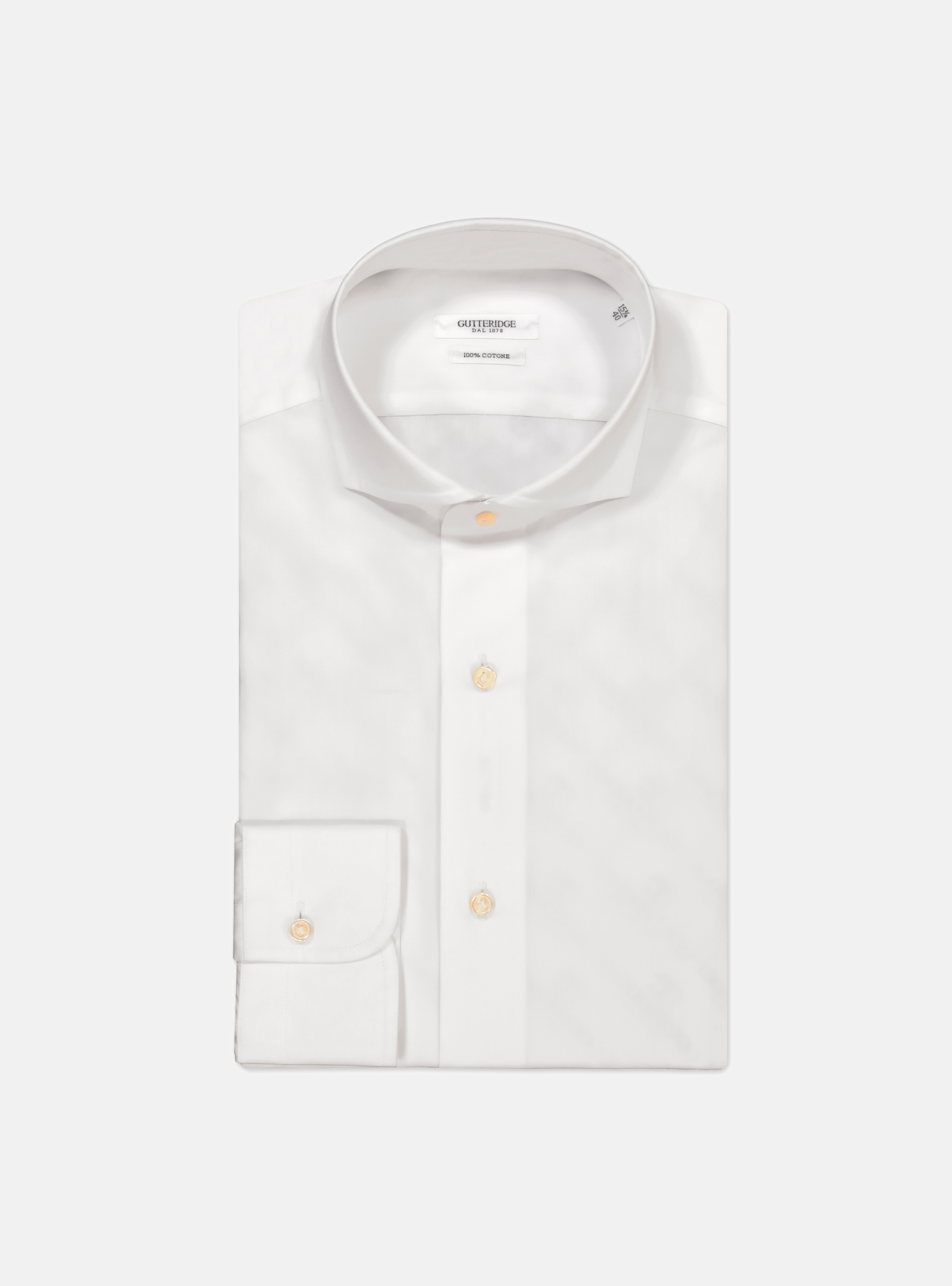 Camisa con cuello franc&egrave;s en algod&ograve;n, BLANCO