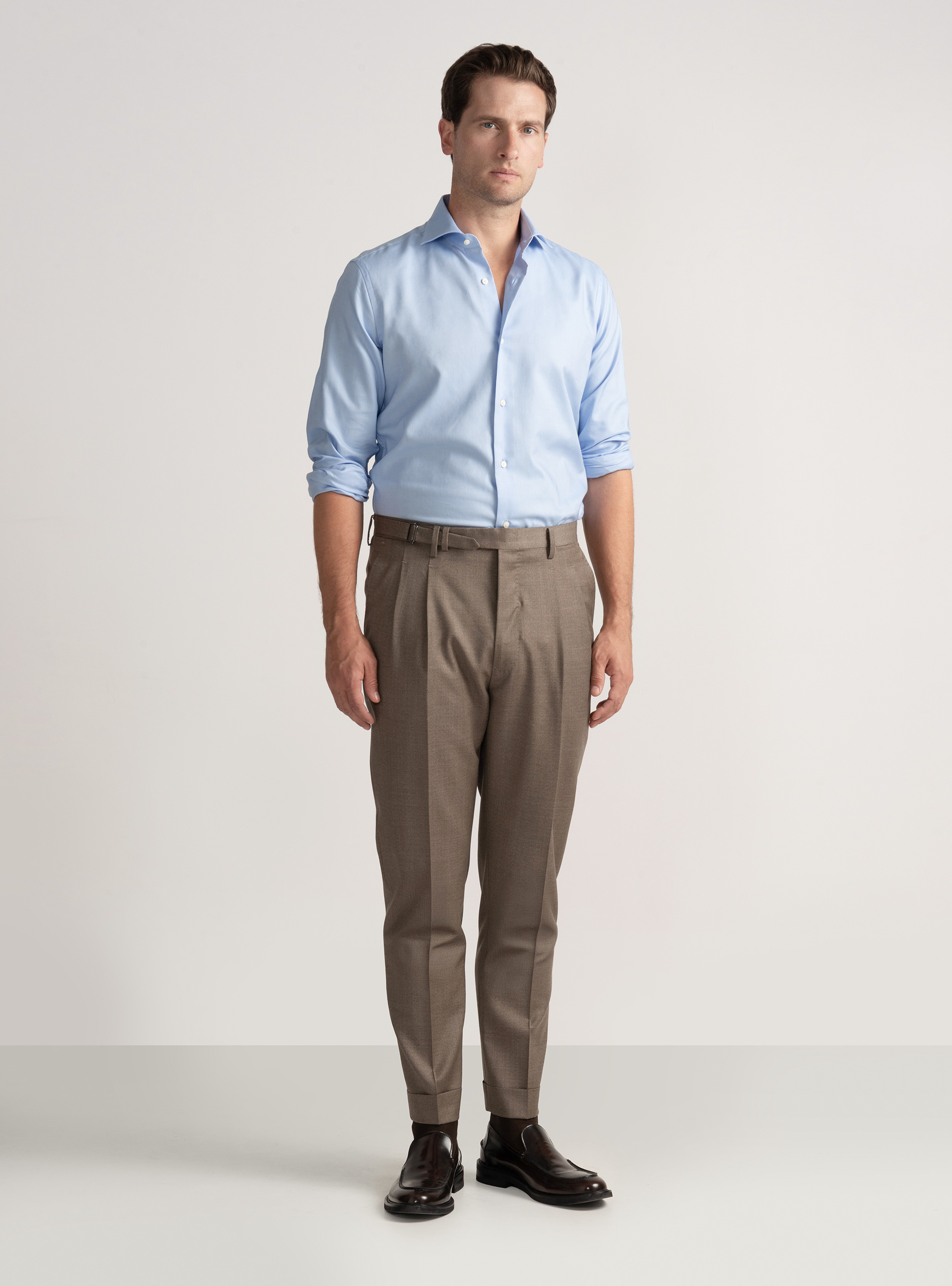 Camisa oxford de algodón, CELESTE