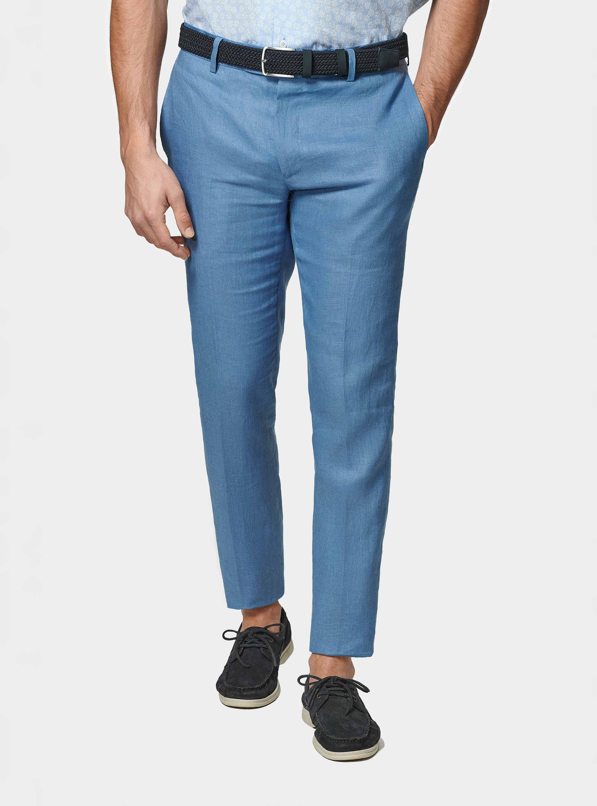 Gutteridge - Pure linen suit trousers, Unisex, Azzurro Polvere 0283c, Size: 44