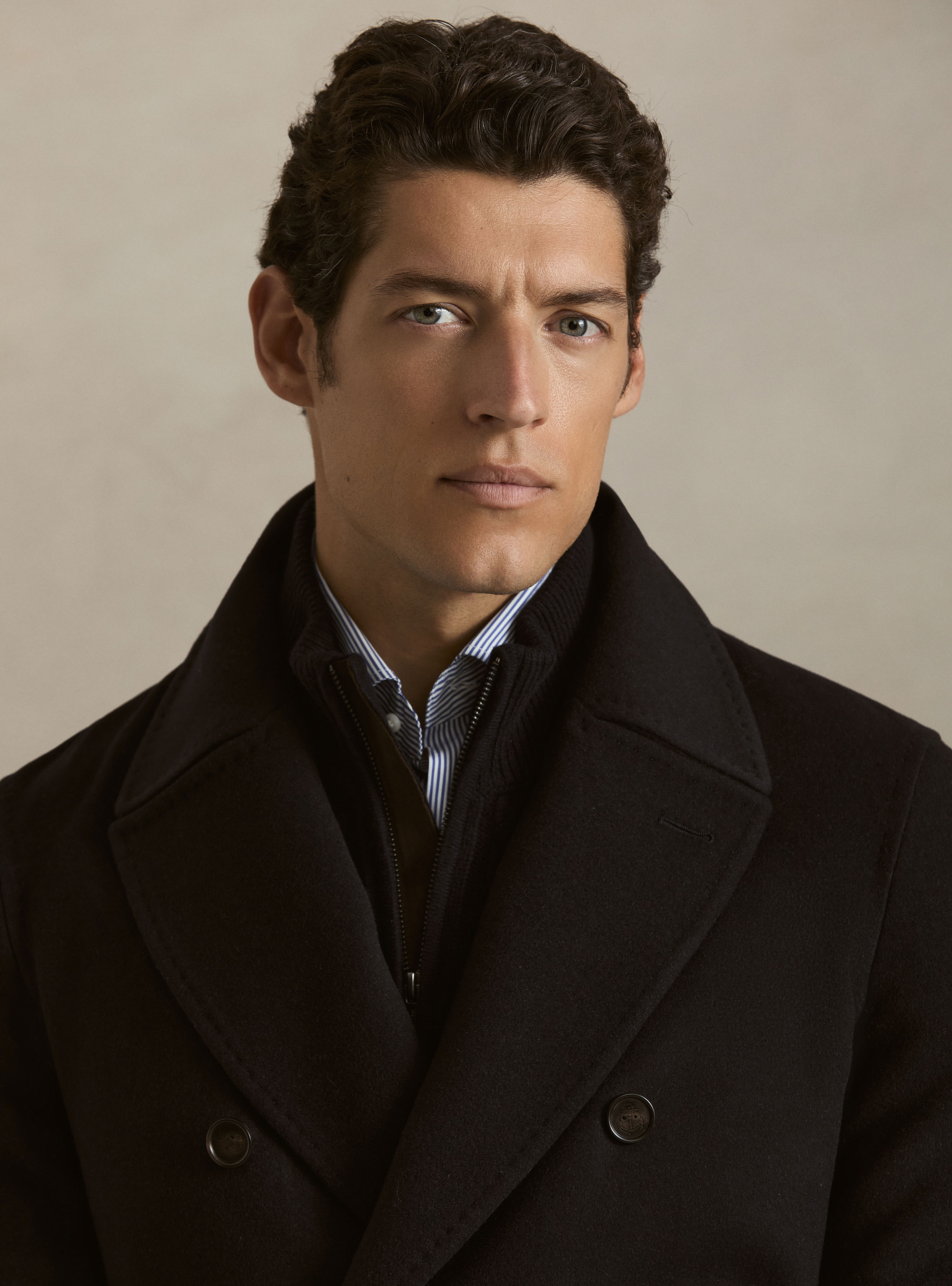 Peacoat de lana y cachemira, AZUL MARINO