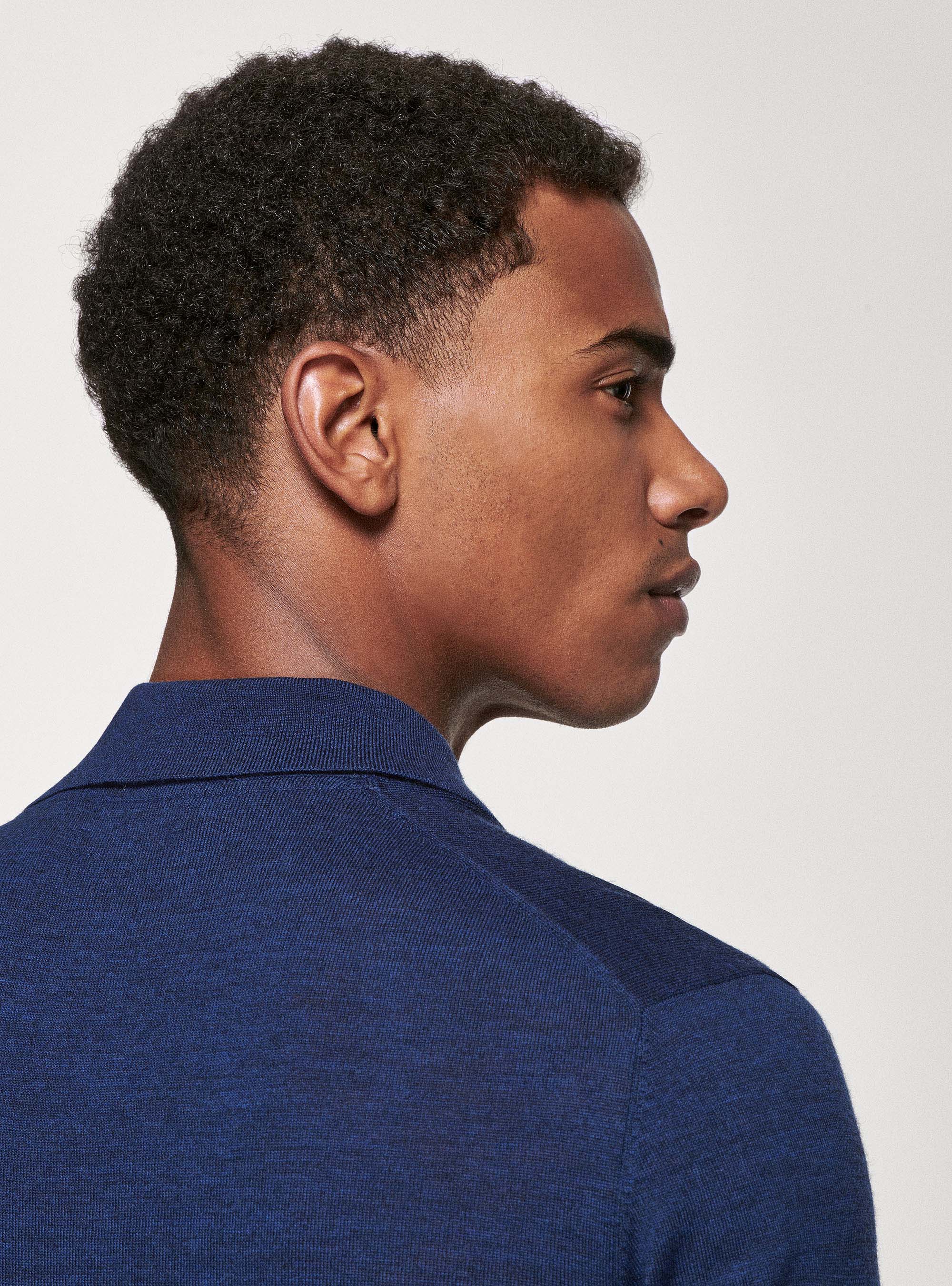 Maglia a polo in pura lana merino, INCHIOSTRO