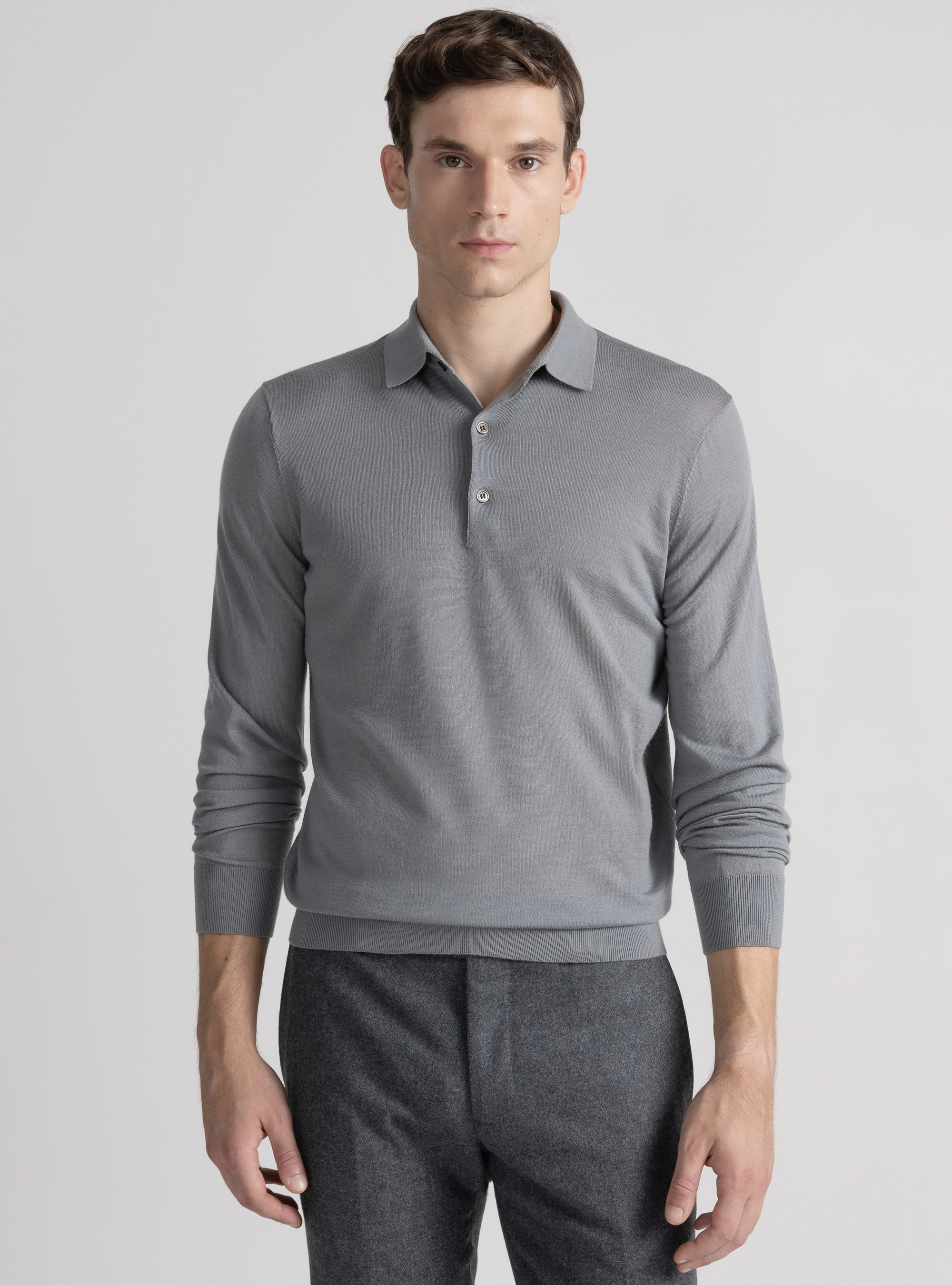 Polo de lana merina extrafina, GRIS MARENGO