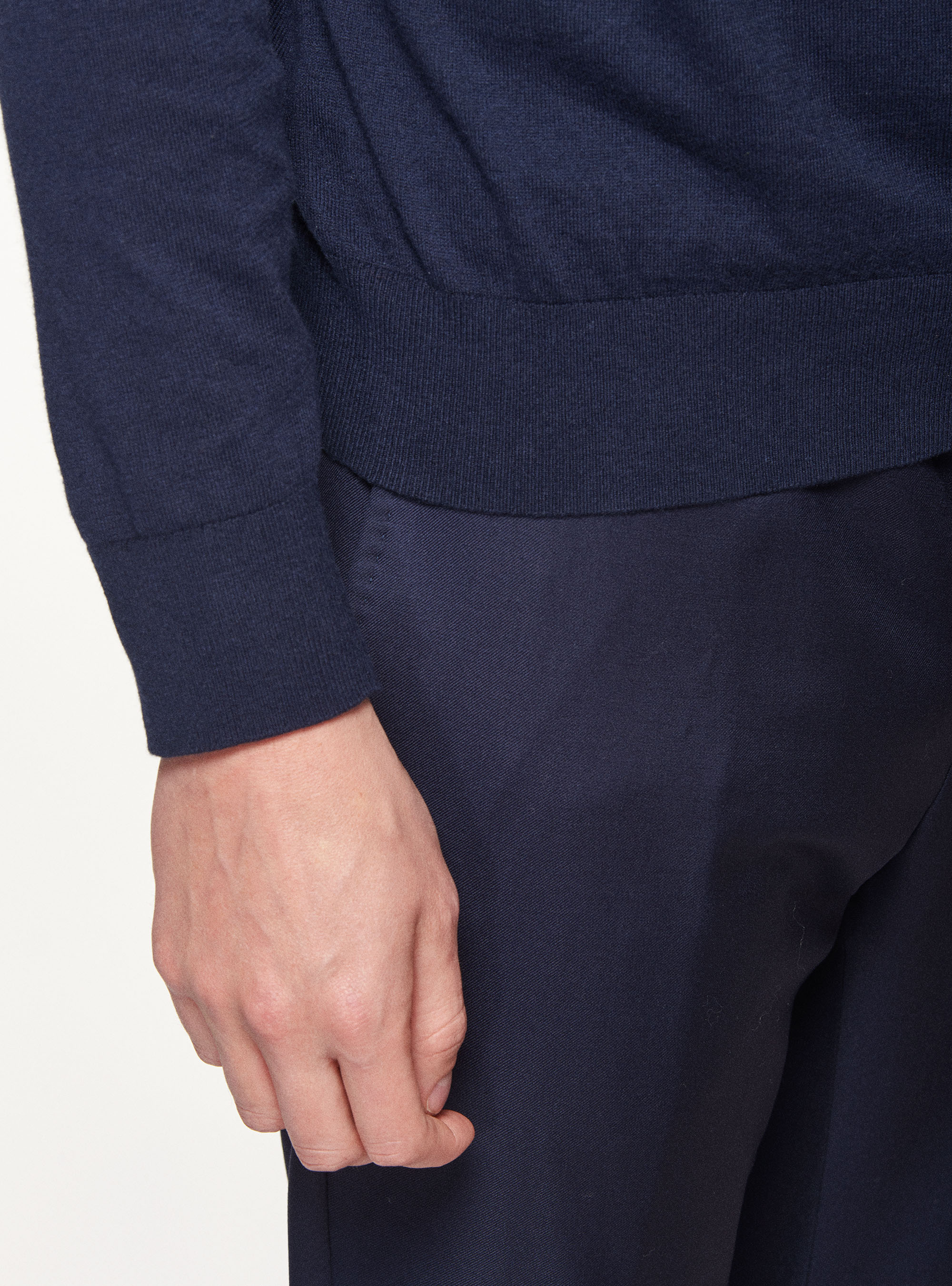 Maglia a polo in cotone seta e cashmere, BLU NAVY