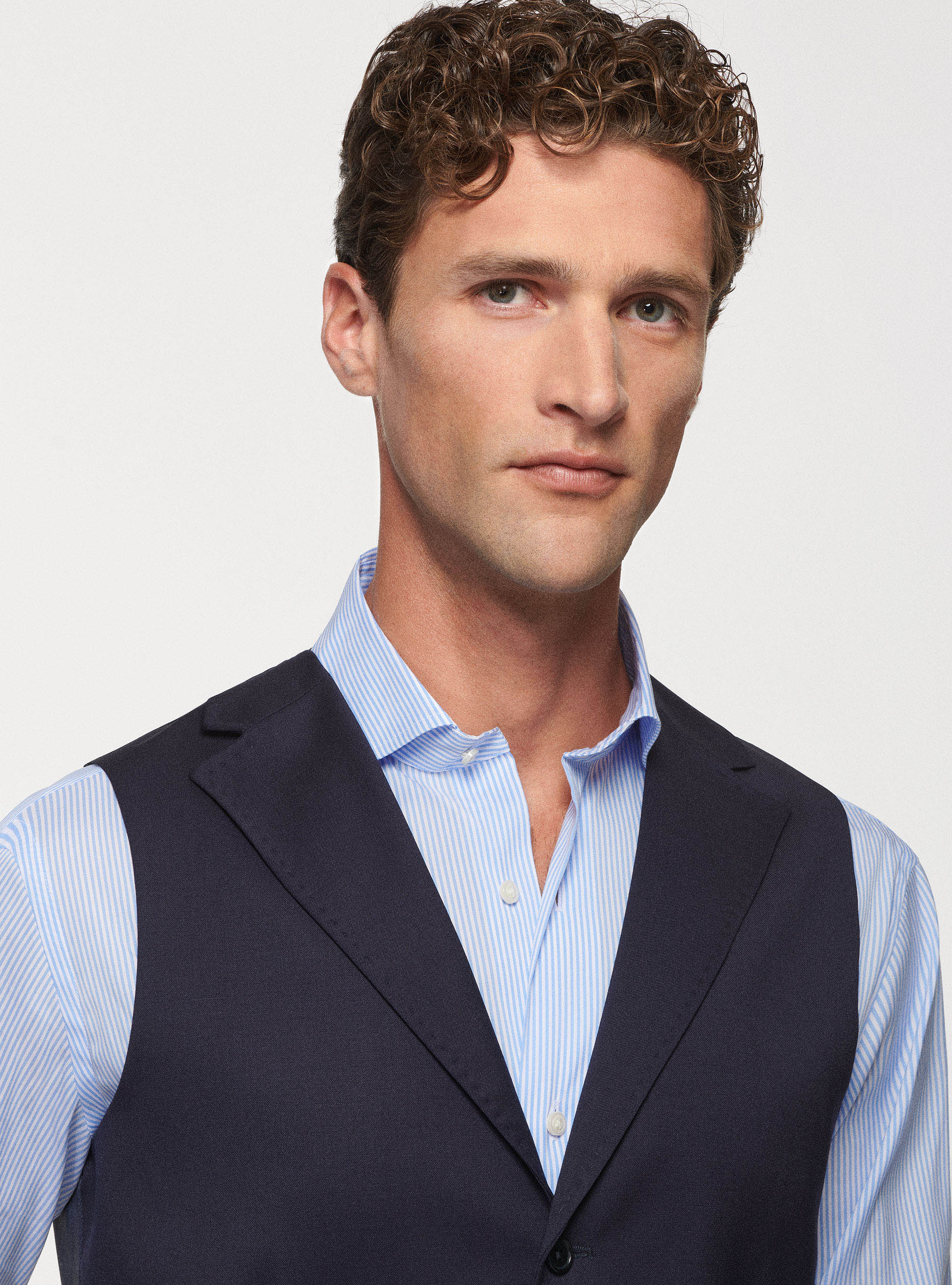 Chaleco de lana superfina 110's Reda, AZUL MARINO