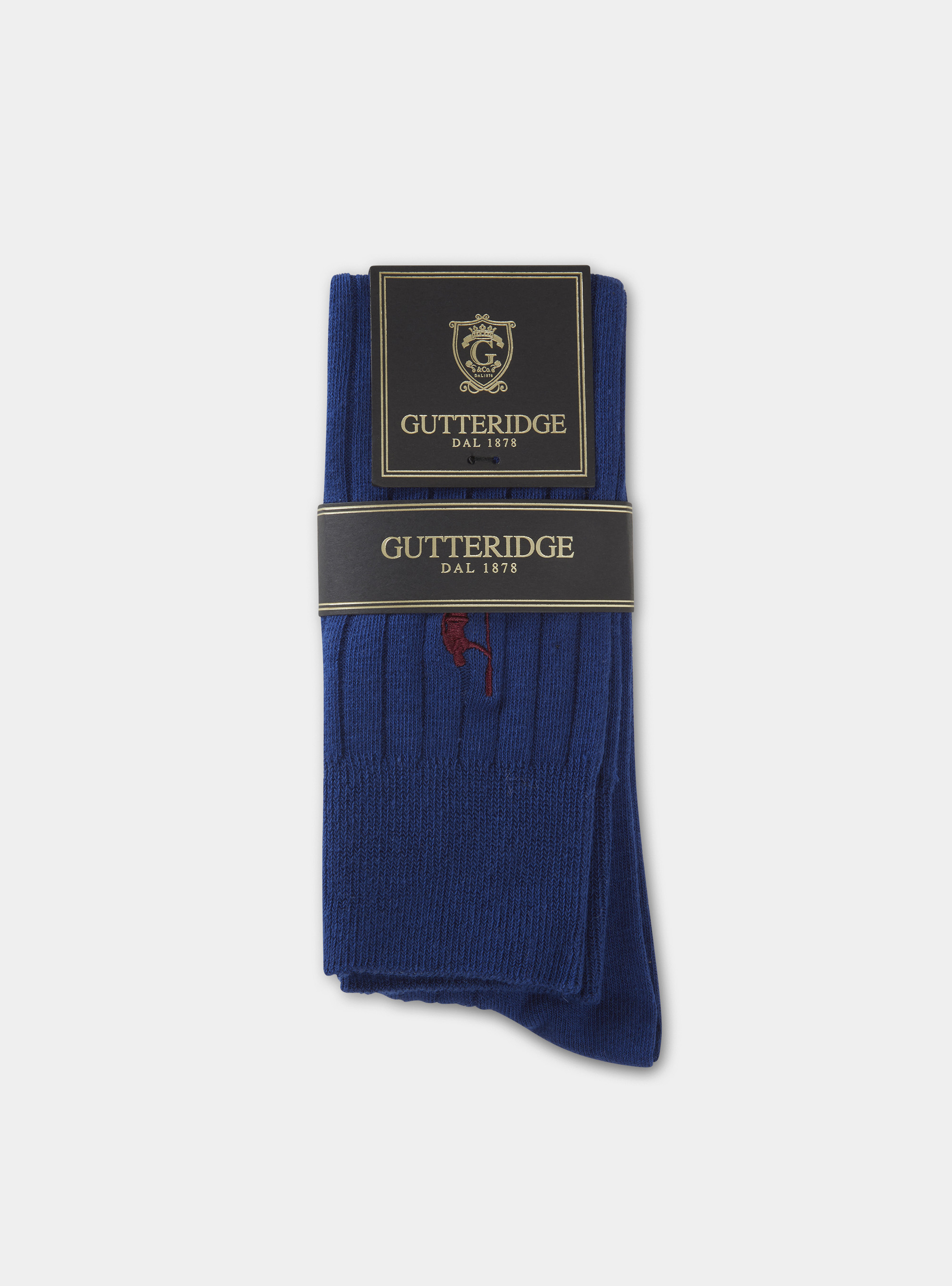 Calze in misto cotone a coste, BLU ROYAL