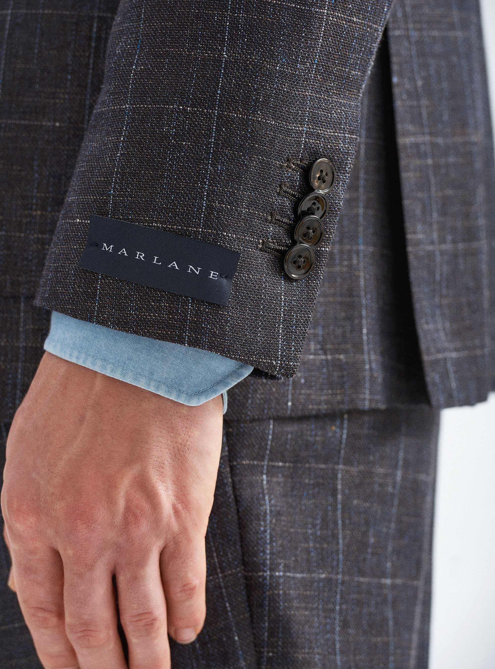 Marlane wool blend checked suit blazer, BROWN