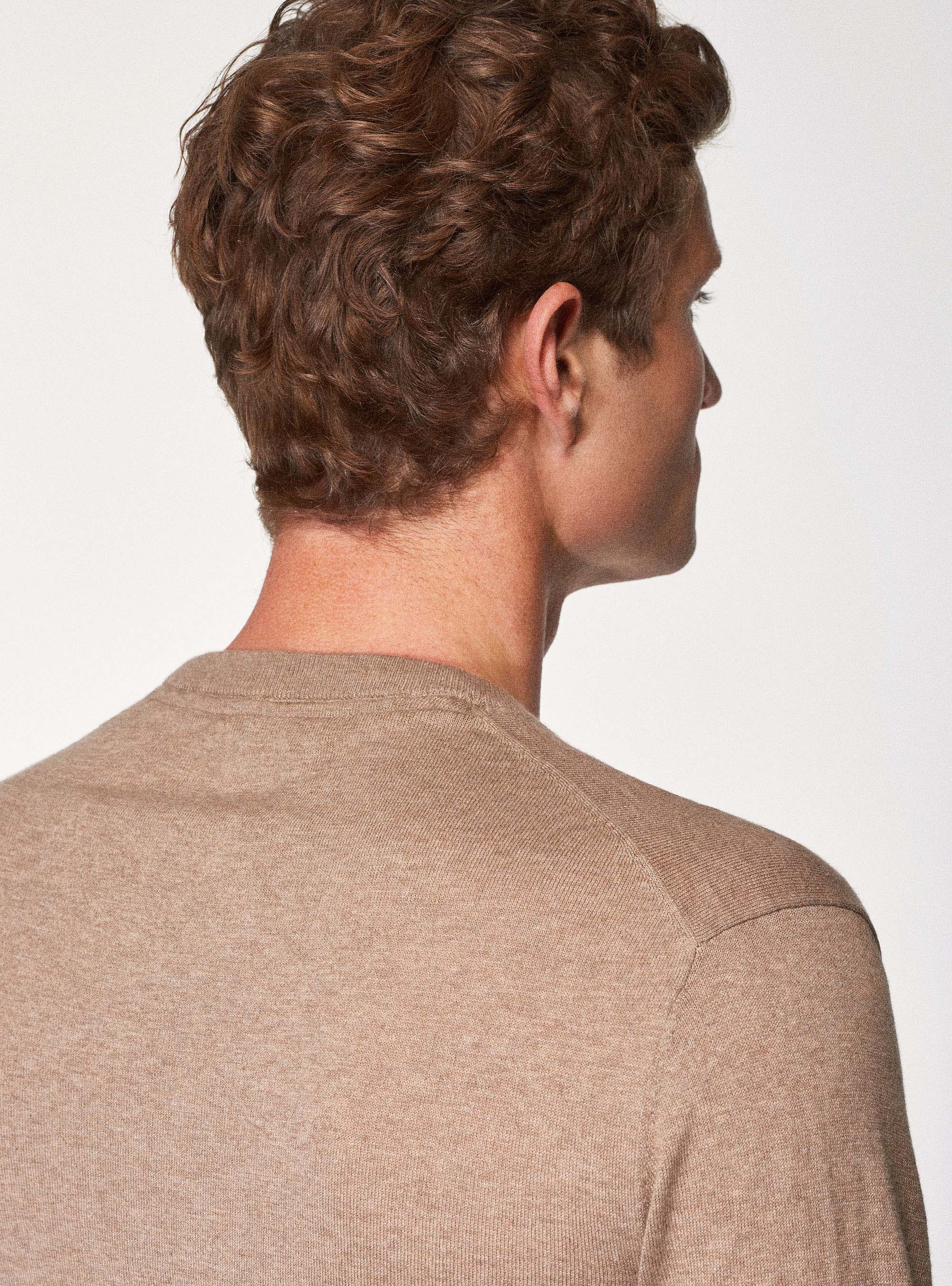 Maglia girocollo in cotone seta e cashmere, ECRU