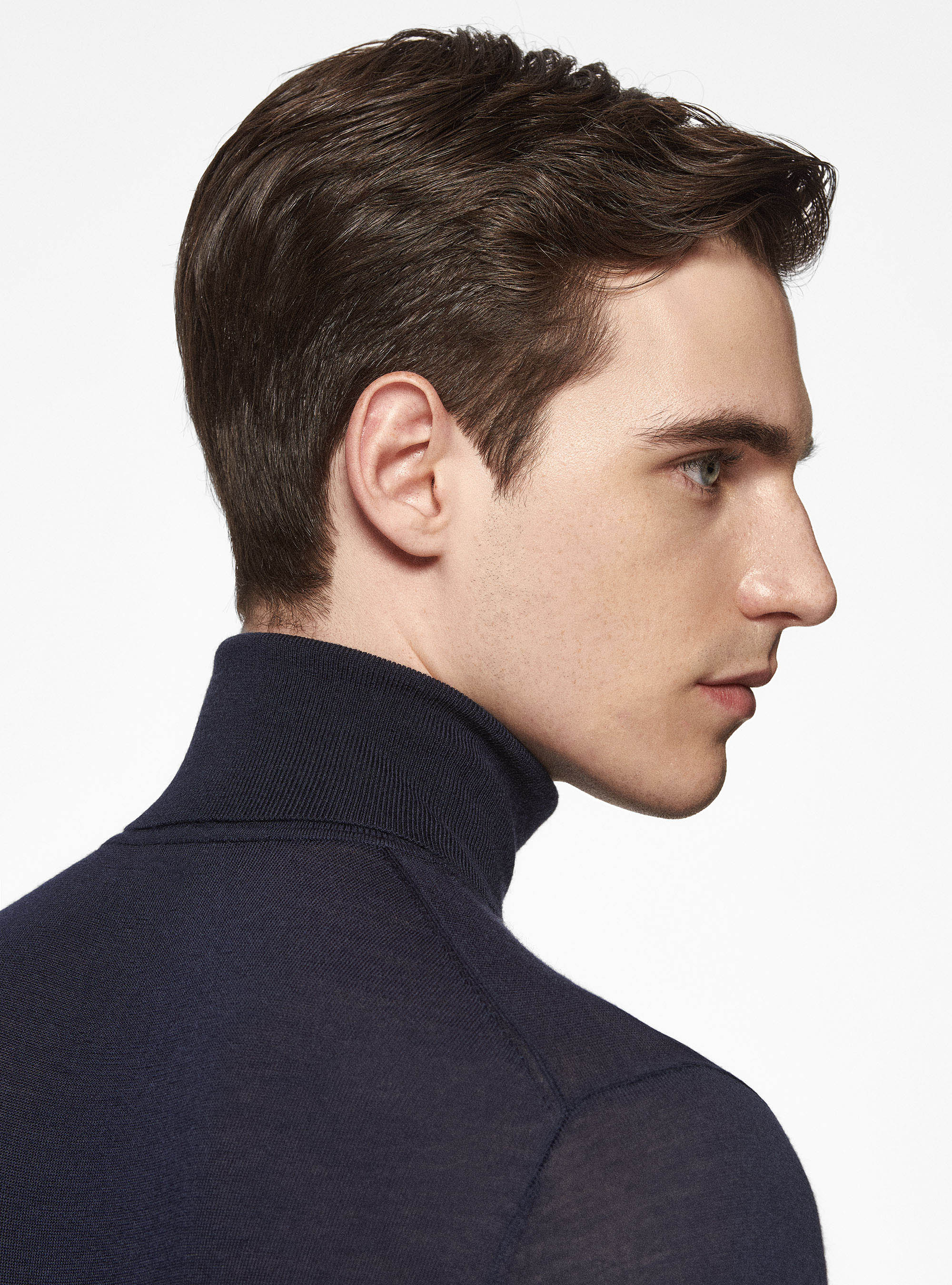 Turtleneck in pure extra-fine merino wool, NAVY BLUE