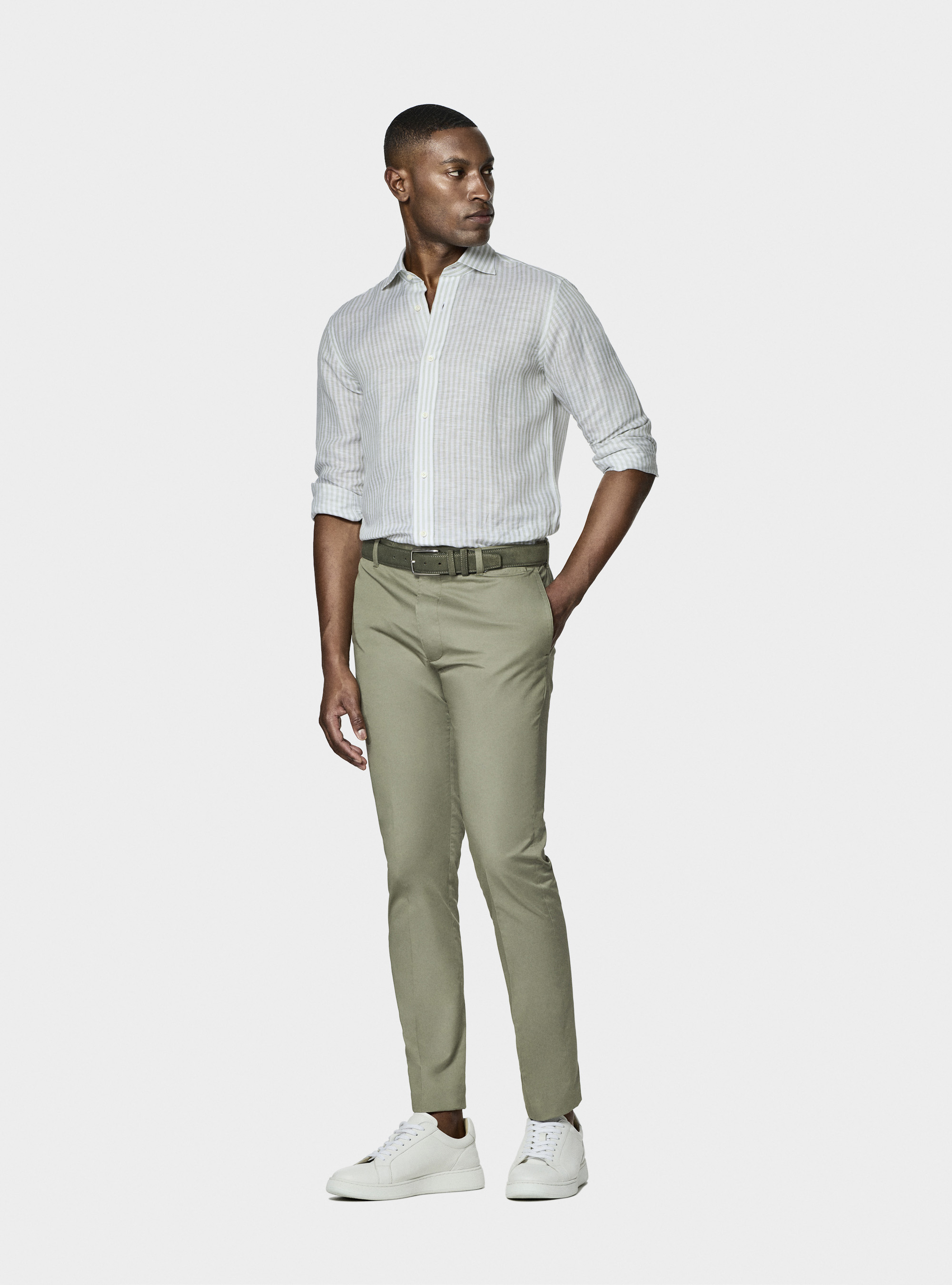 Lightweight twill slim fit chino trousers, SALVIA 0602C